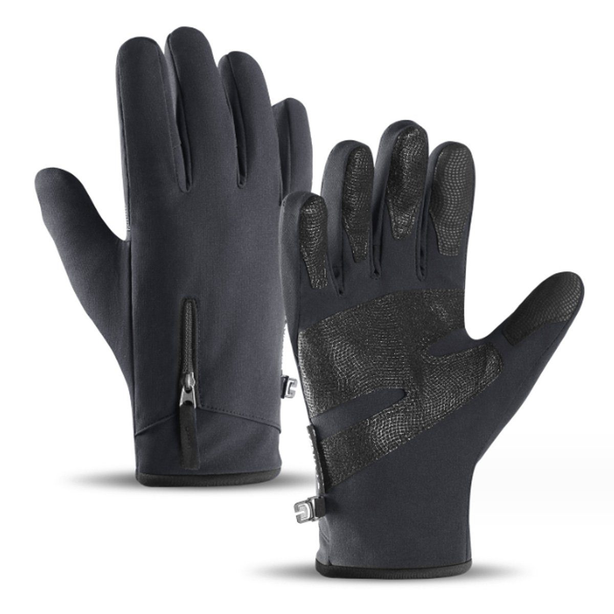 ZmdecQna Handschuhe Herren Damen Warme,Touchscreen,Thermo, rutschfeste Fleecehandschuhe Winter schwarz2