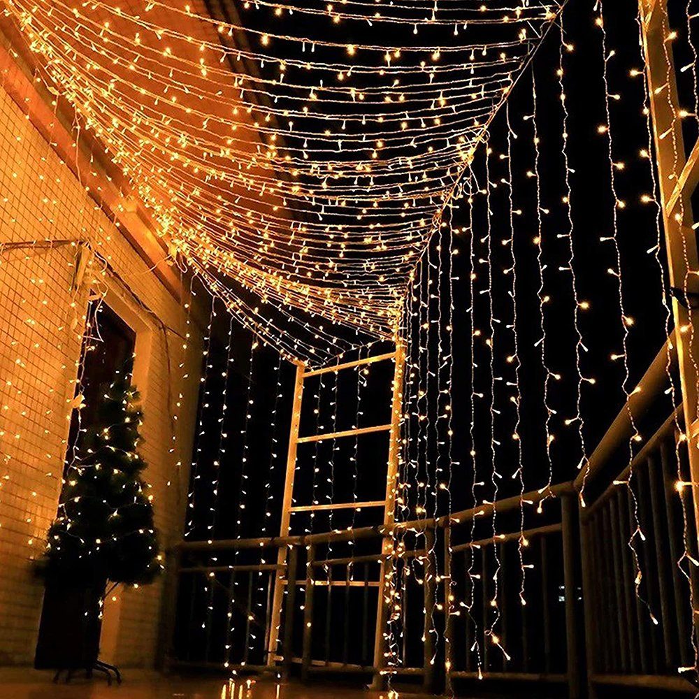 Warmweiß Dekolicht,Weihnachtsbeleuchtung,LED 8 Lichterkette Vorhang Modi,10M/20M/30M/50M/100M,für Lichterkette LED Laybasic Halloween,Party,Fensterdeko Licht,