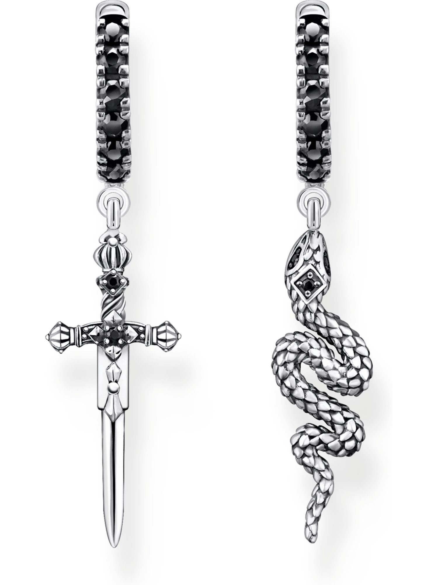 THOMAS SABO Paar Creolen Thomas Sabo Unisex-Creolen 925er Silber Zirkonia (Paar), Rebel at heart