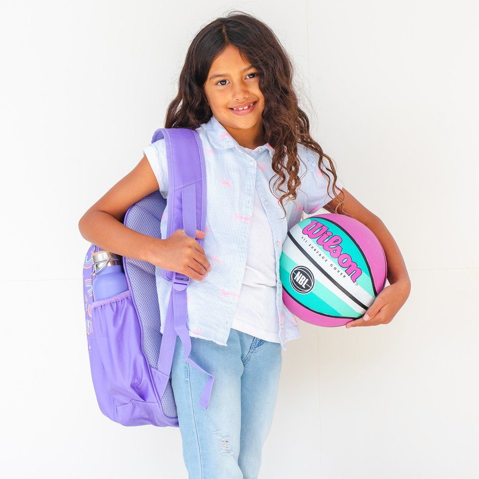 für Kinderrucksack Schultasche Kinder Lila für - Großer Rucksack MontiiCo Regenbogen Mädchen