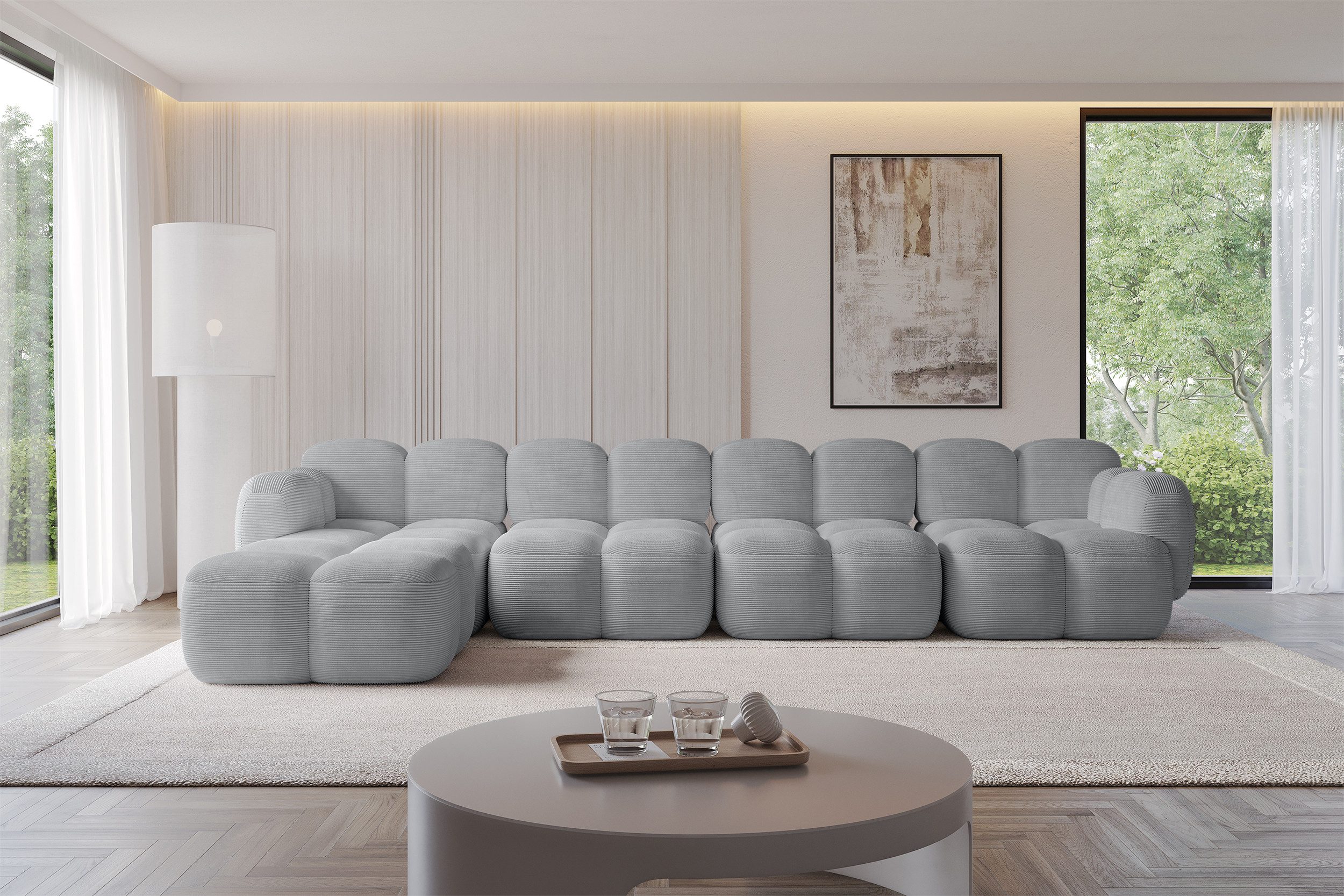 ALTDECOR Ecksofa MIKO-L3, Sofa Praktische Bequeme Funktionsecke Couch L-Form Eckcouch, Corner Sofa L-Form Vielseitige Sofa Wohnzimmer 390x205x75