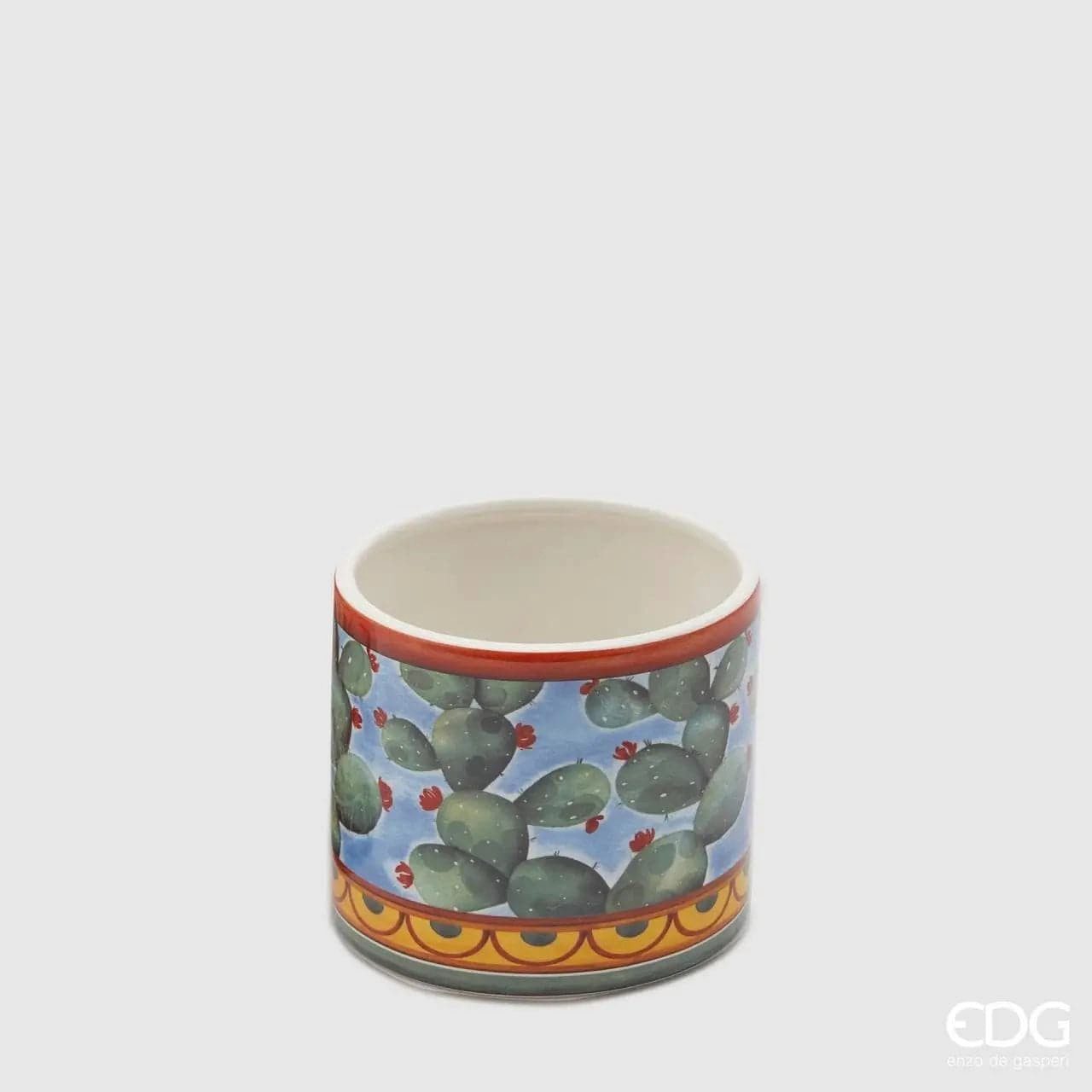 enzo de gasperi Übertopf Bemalter Übertopf für Tischdekoration - 2 Designs - Höhe 14 cm Ø 15 cm
