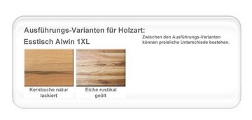 expendio Essgruppe Alwin 1XL, (komplette Tischgruppe, Spar-Set, 6-tlg), Tisch Eiche rustikal 160(210)x90 + Bank + 4x Stuhl Agnes 1 Green