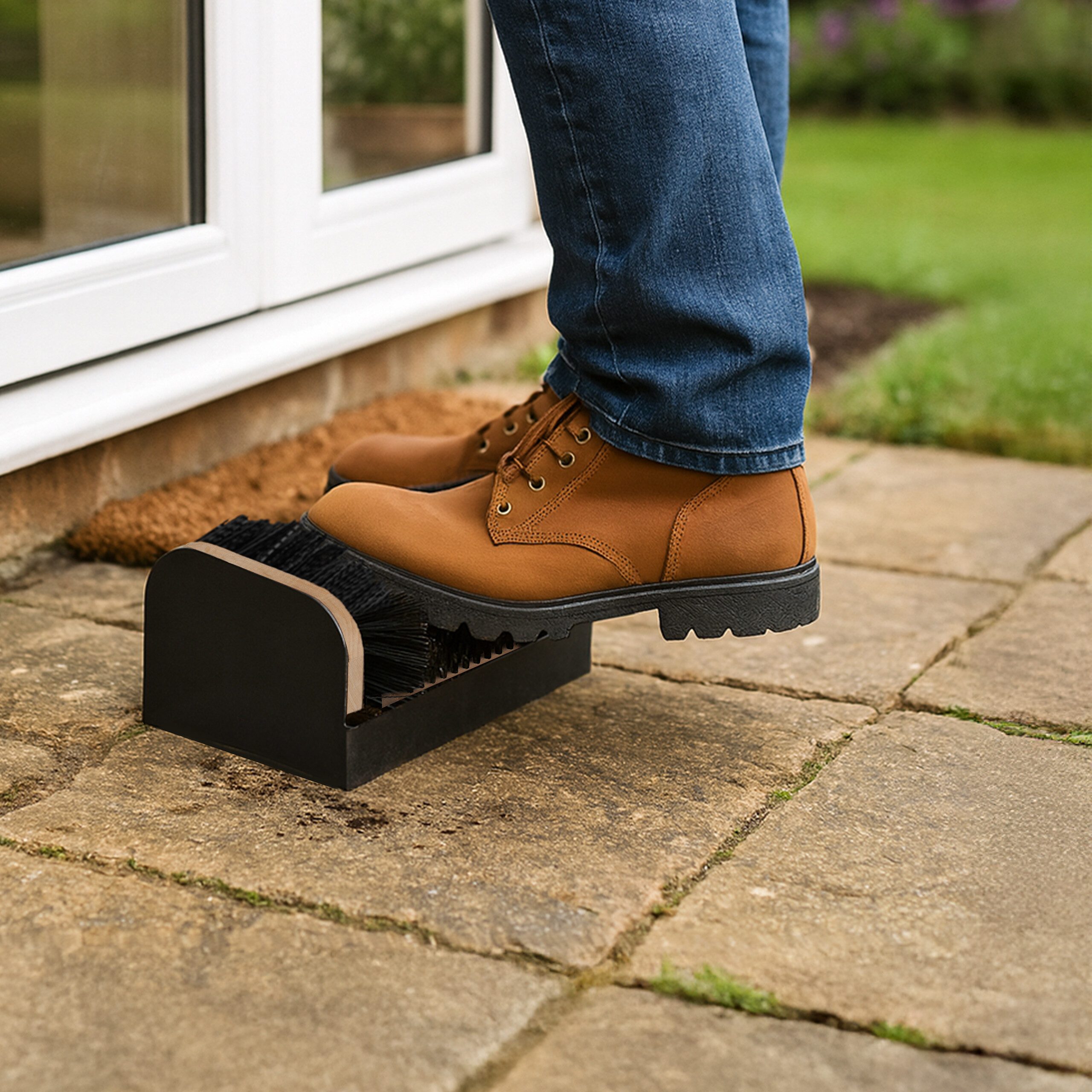 relaxdays Schuhputzbürste Schuhabstreifer mit Rundum-Bürsten