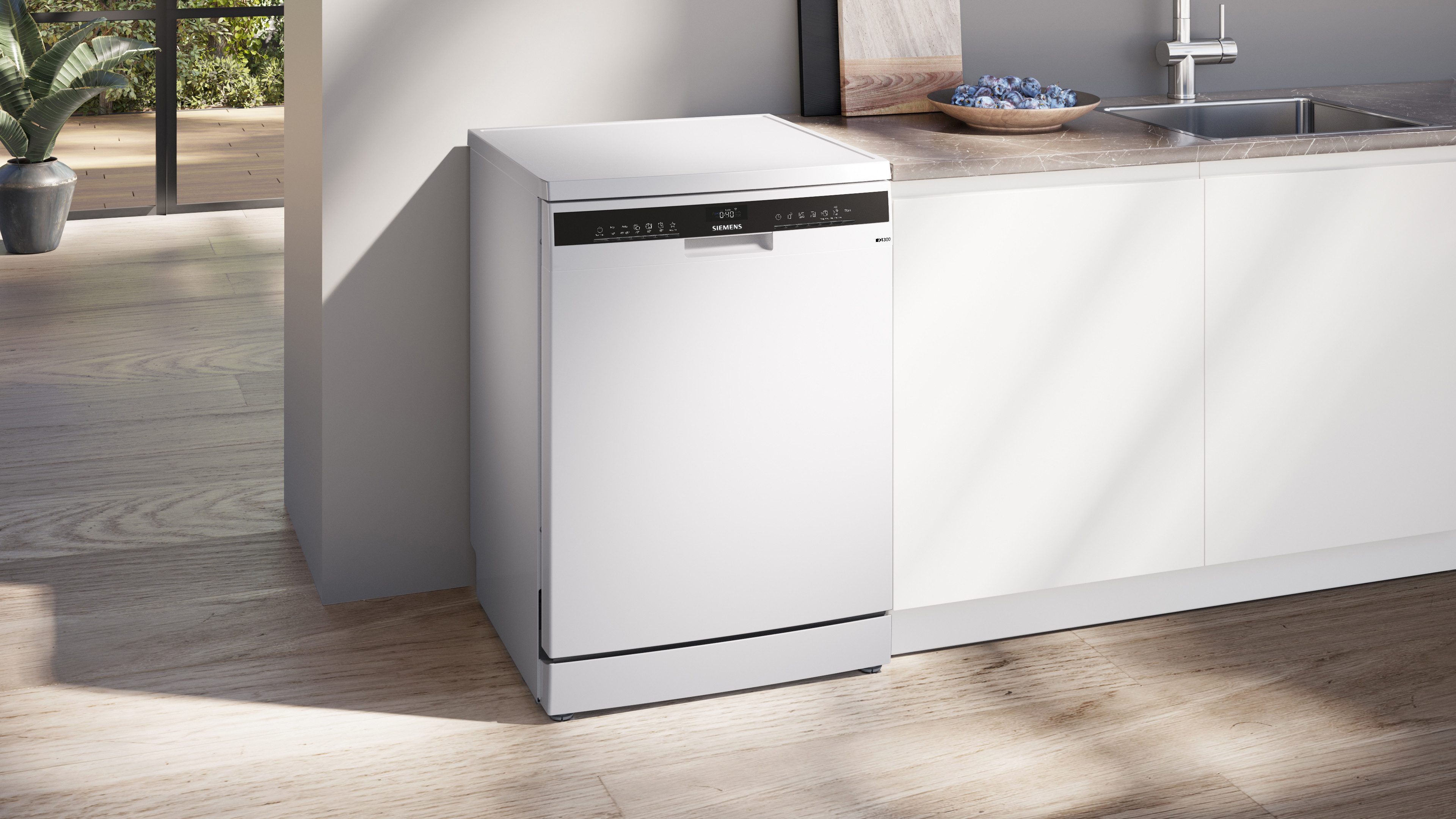 SIEMENS Standgeschirrspüler iQ300 SN23EW28AE, 13 Maßgedecke, Made in Germany, flexible Körbe & Schubladen, Spülturbo varioSpeed – Bild 4 von 5
