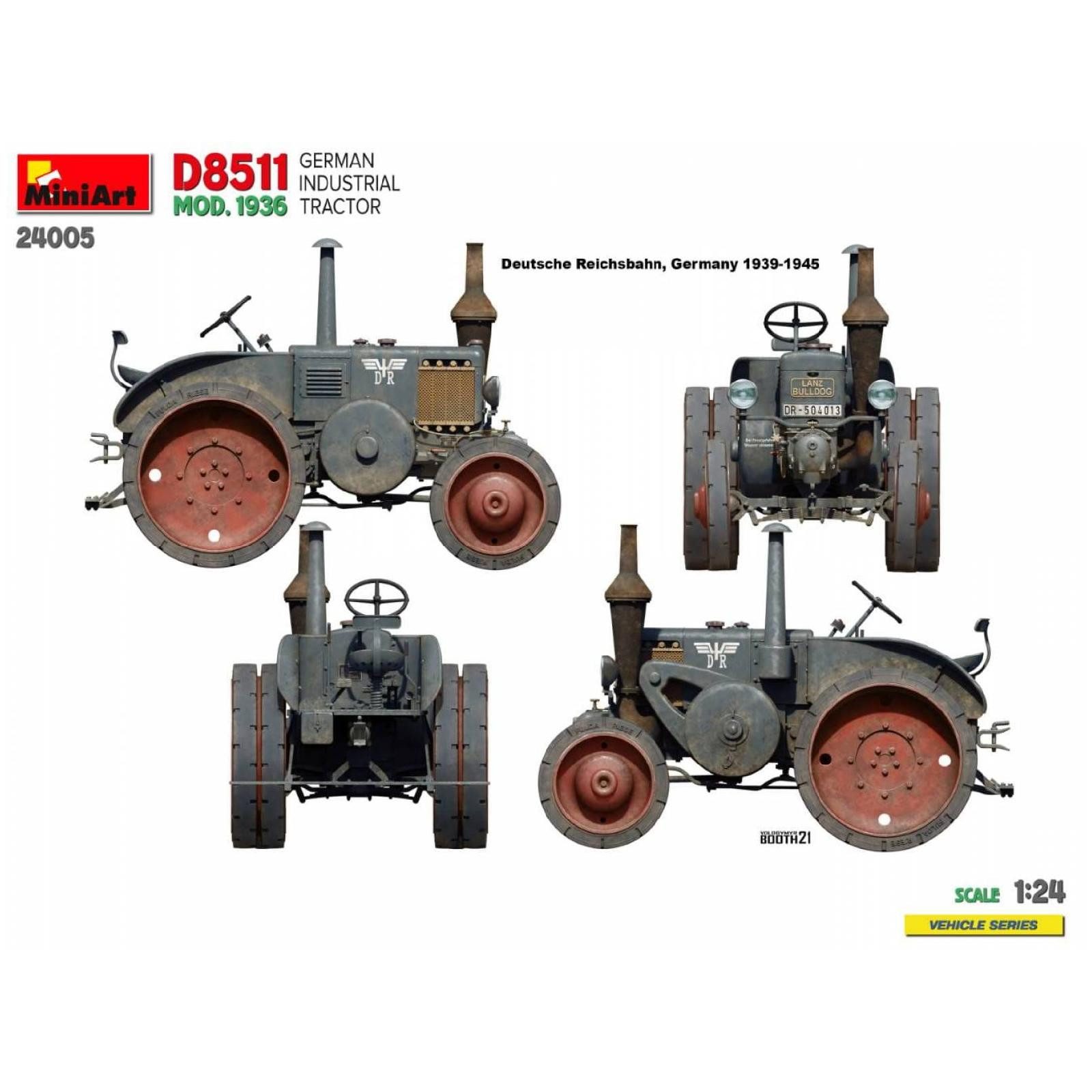 MiniArt Modellbausatz GERMAN INDUSTRIAL TRACTOR D8511 MOD. 1936 / 1:24, Maßstab 1:24