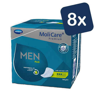Molicare Einlage Premium MEN PAD: Inkontinenz-Einlage für Männer bei Blasenschwäche, 3 Tropfen, v-förmige Passform, 14 Stück (8x14)