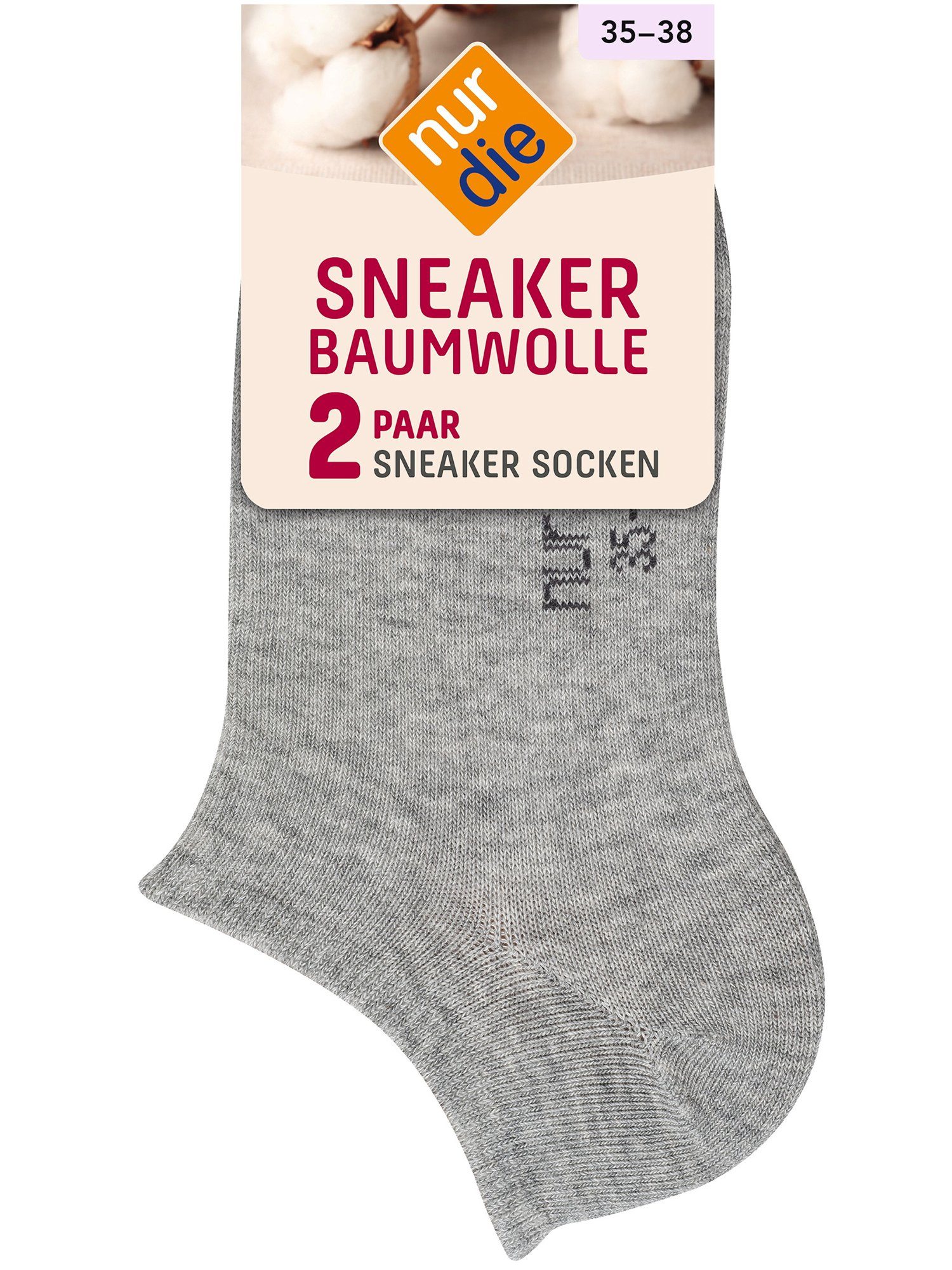 Die 2er-Pack hellgraumelange (2-Paar) Sneakersocken Nur Baumwolle