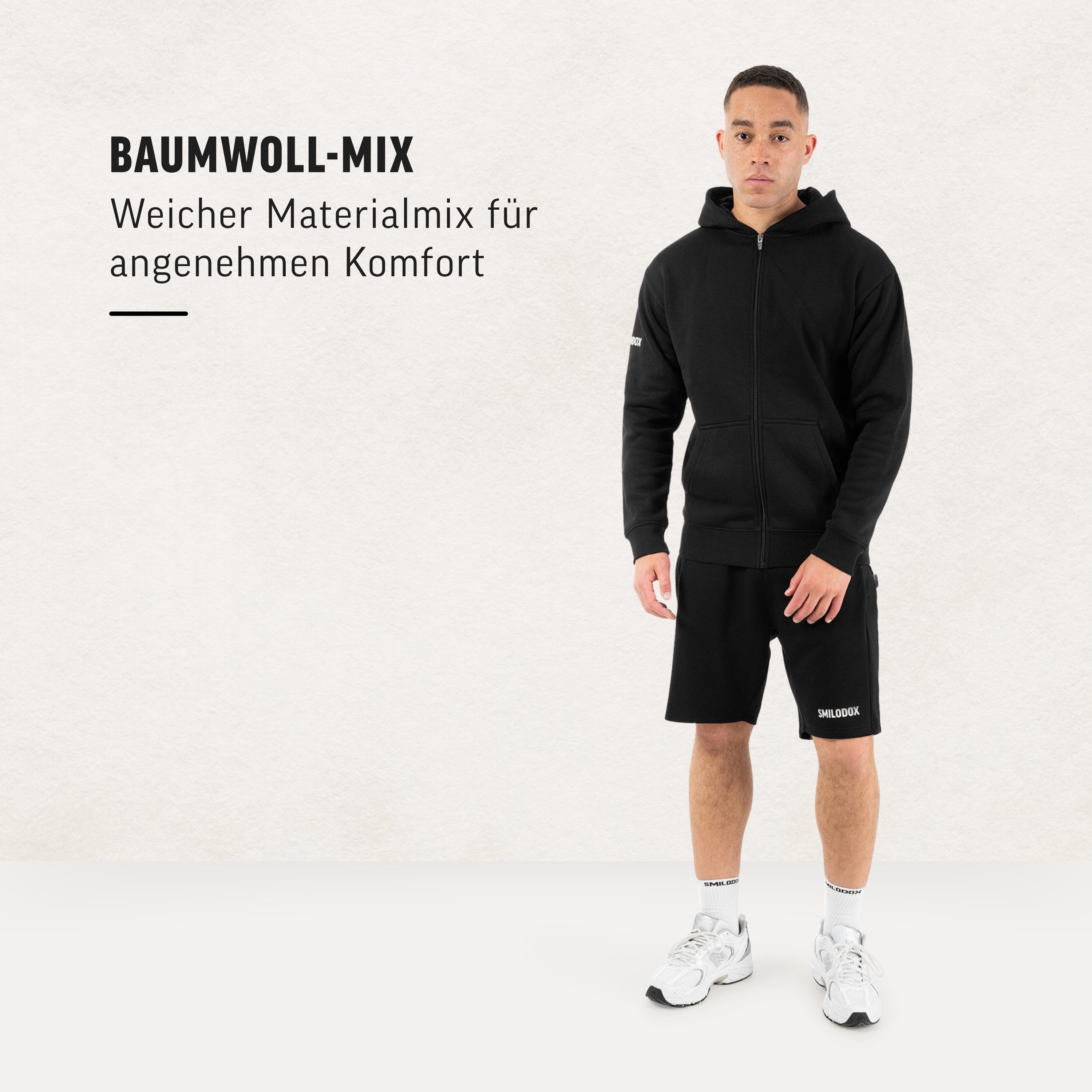 Smilodox Outdoorjacke Taron Herren, Regular Fit, Sweatjacke, Zip Hoodie, Baumwolle Reißverschluss, Kapuze, Rippbündchen,Taschen