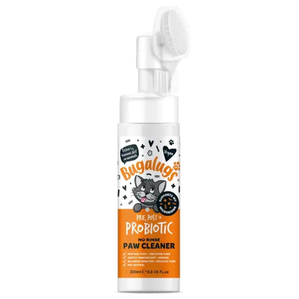 Bugalugs Pfotenpflege Bugalugs Pfotenreiniger für Katzen 200 ml – No-Rinse Reinigungsschaum, 200 ml, (1-St), ph neutral, Pfotenpflege, Vegan, für unterwegs von Bugalugs