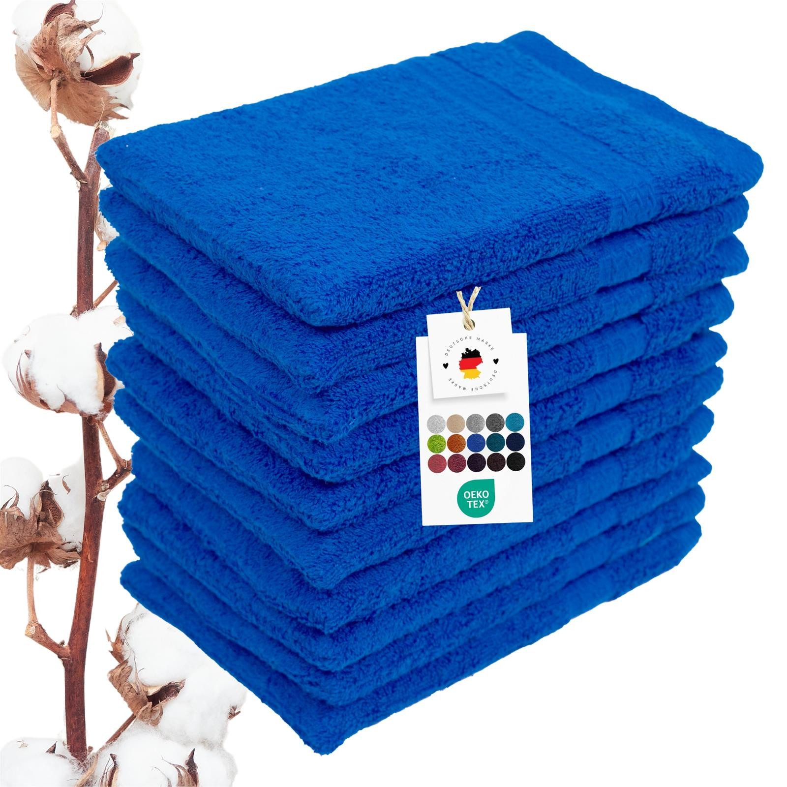 Carpe Sonno Waschhandschuh Waschlappen 10er Set Baumwolle Frottee Gesicht Körper Weich Saugstark, Frottier (Spar-Set, 10-St), 500 g/m² Handwaschlappen mit Aufhängeschlaufe Erwachsene Kinder Baby