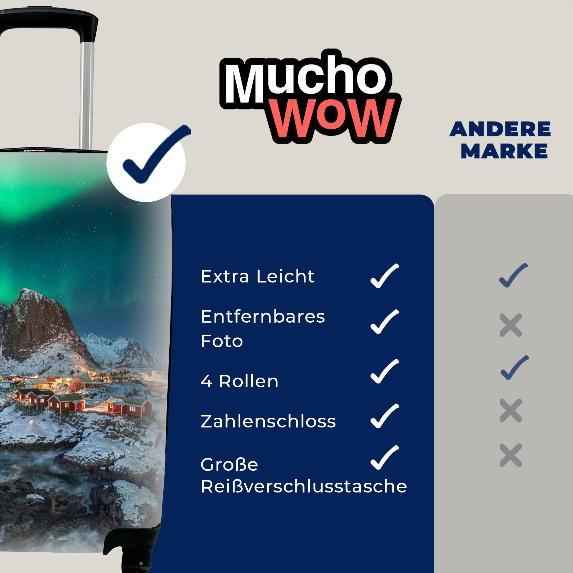 MuchoWow Handgepäckkoffer Aurora - Abend Ferien, für mit Rollen, Reisetasche 4 Reisekoffer rollen, Handgepäck - Trolley, Berge