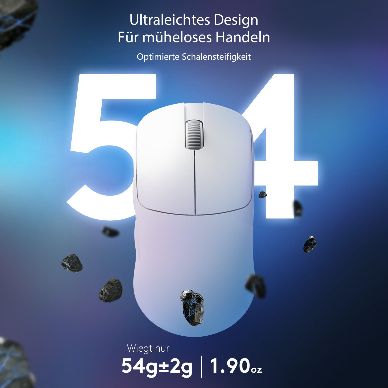 AJAZZ AJ099 Kabellos Gaming Maus, 54g Ultra-leicht Esports Maus Gaming-Maus (2.4G, USB-C, 2.4G,20 Mio Zyklen)