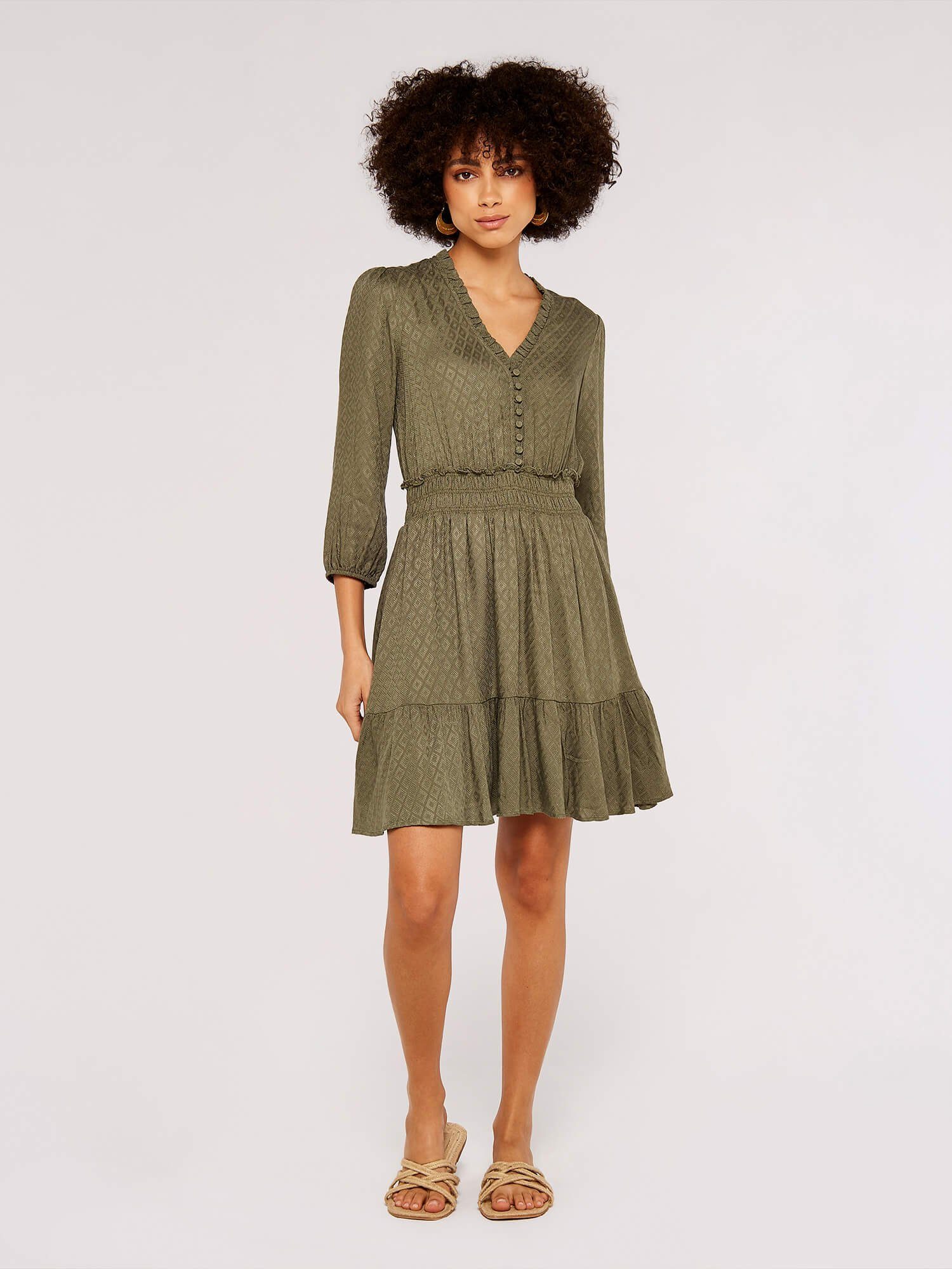 Apricot Druckkleid Diamond Jacquard 3/4 Sleeve günstig online kaufen