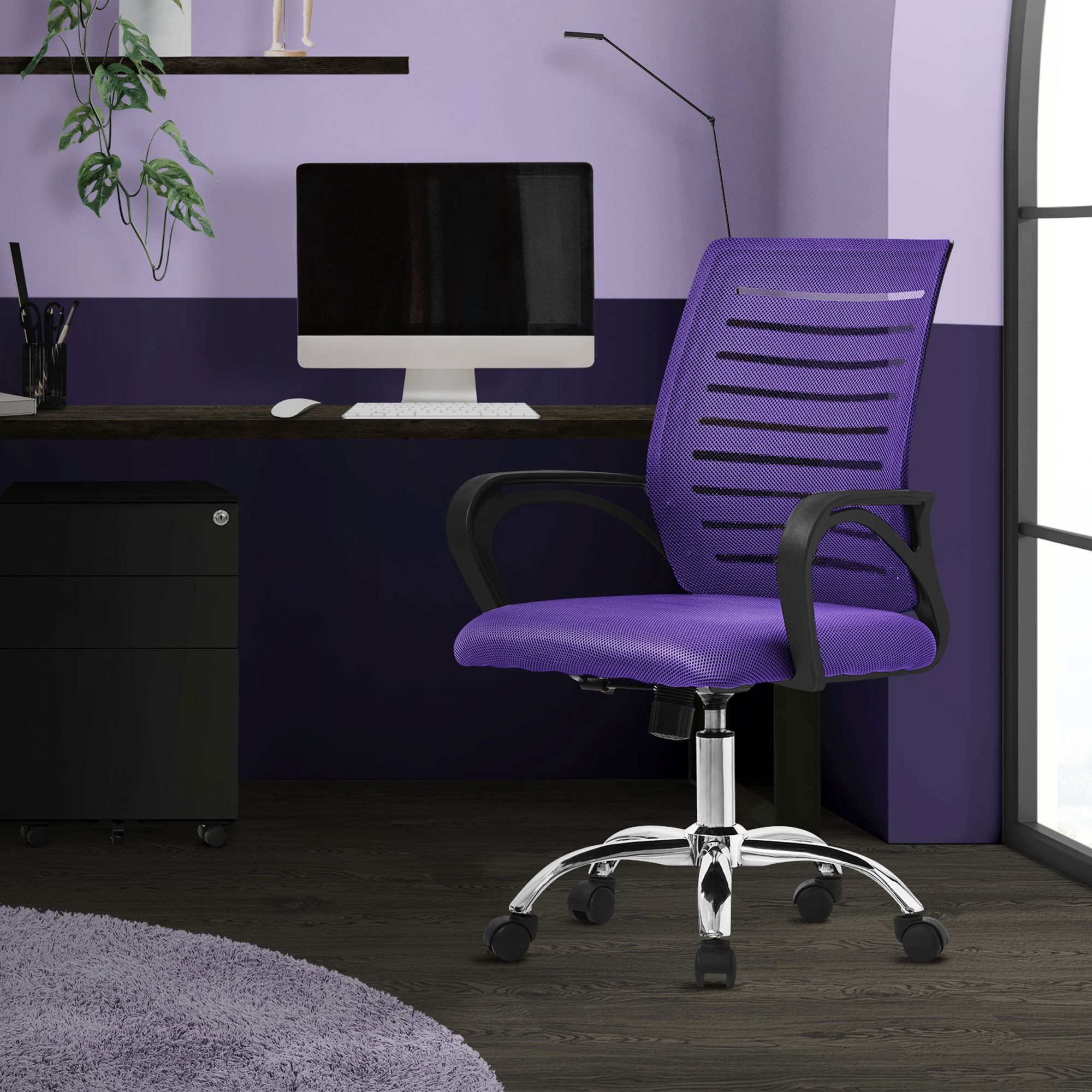 ML-DESIGN Bürostuhl Computerstuhl ergonomisch 360° Drehstuhl mit Rollen Stuhl, Gaming Stuhl Lila mit Armlehnen und Wippmechanismus 59x54x99cm
