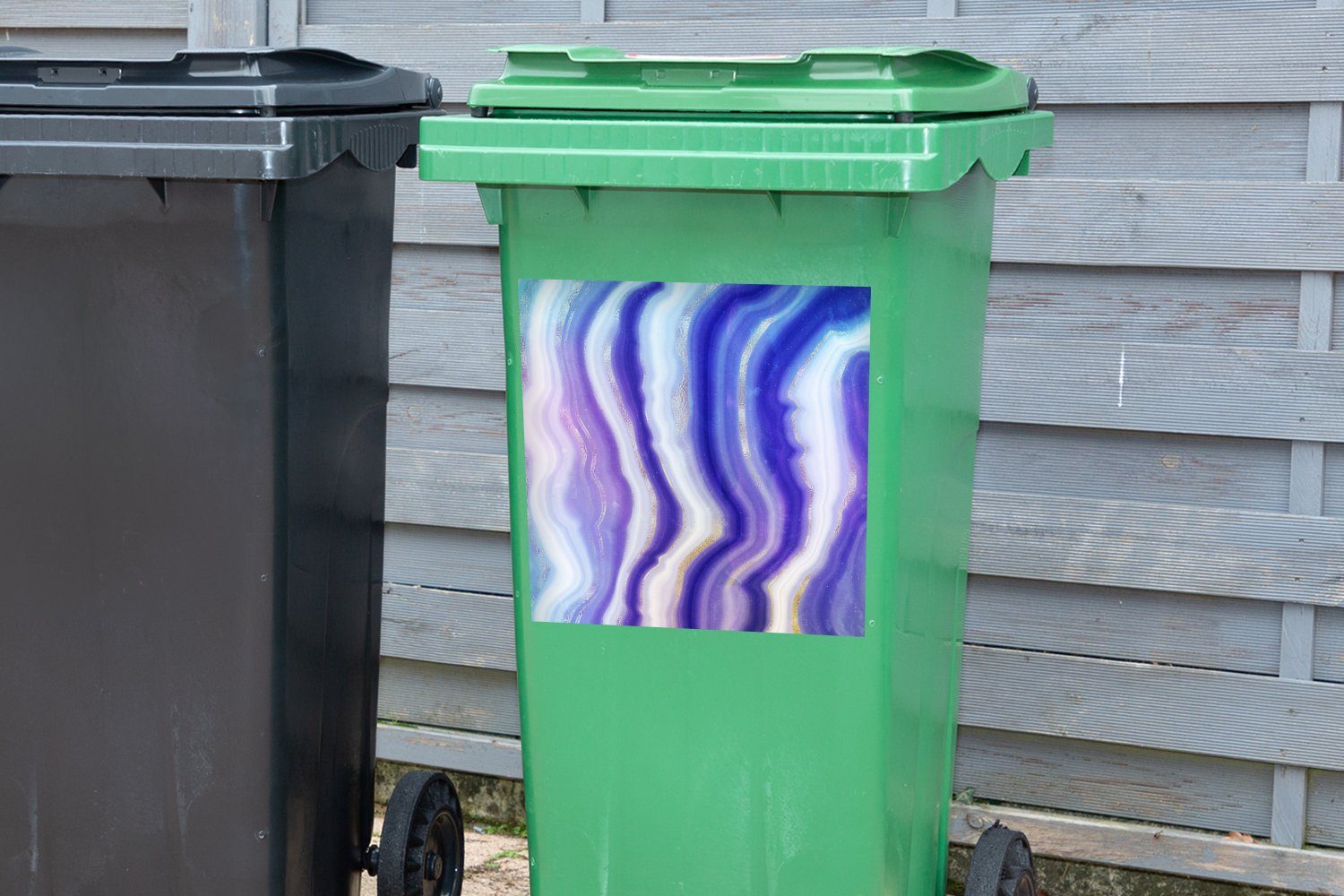 Abstrakt Mülleimer-aufkleber, Achatstein Mülltonne, - Abfalbehälter St), Sticker, - Neon Wandsticker (1 MuchoWow Container,