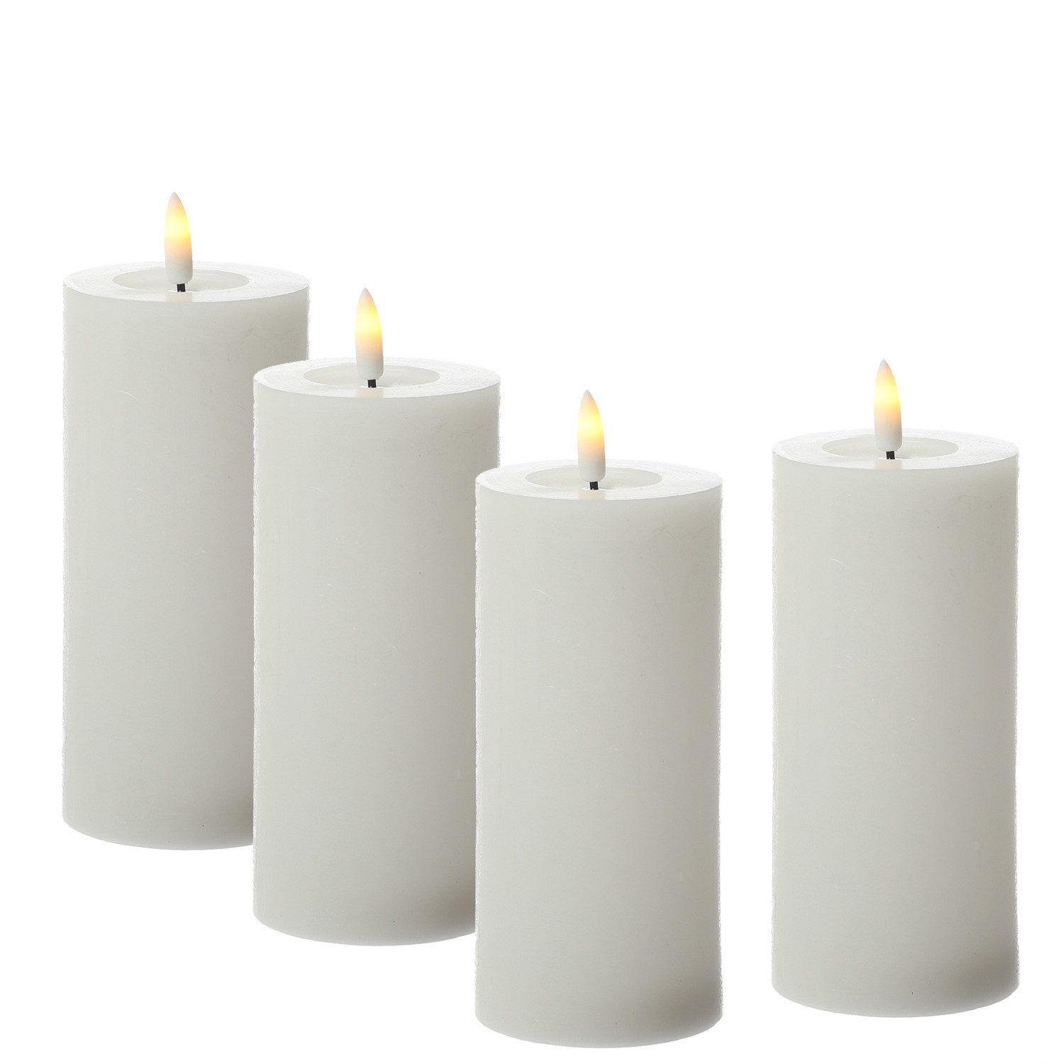 Adilina LED-Kerze Kerzenset LINA Rustik Optik für Adventskranz 7x15cm Timer weiß 4St, LED Classic, warmweiß (2100K bis 3000K)
