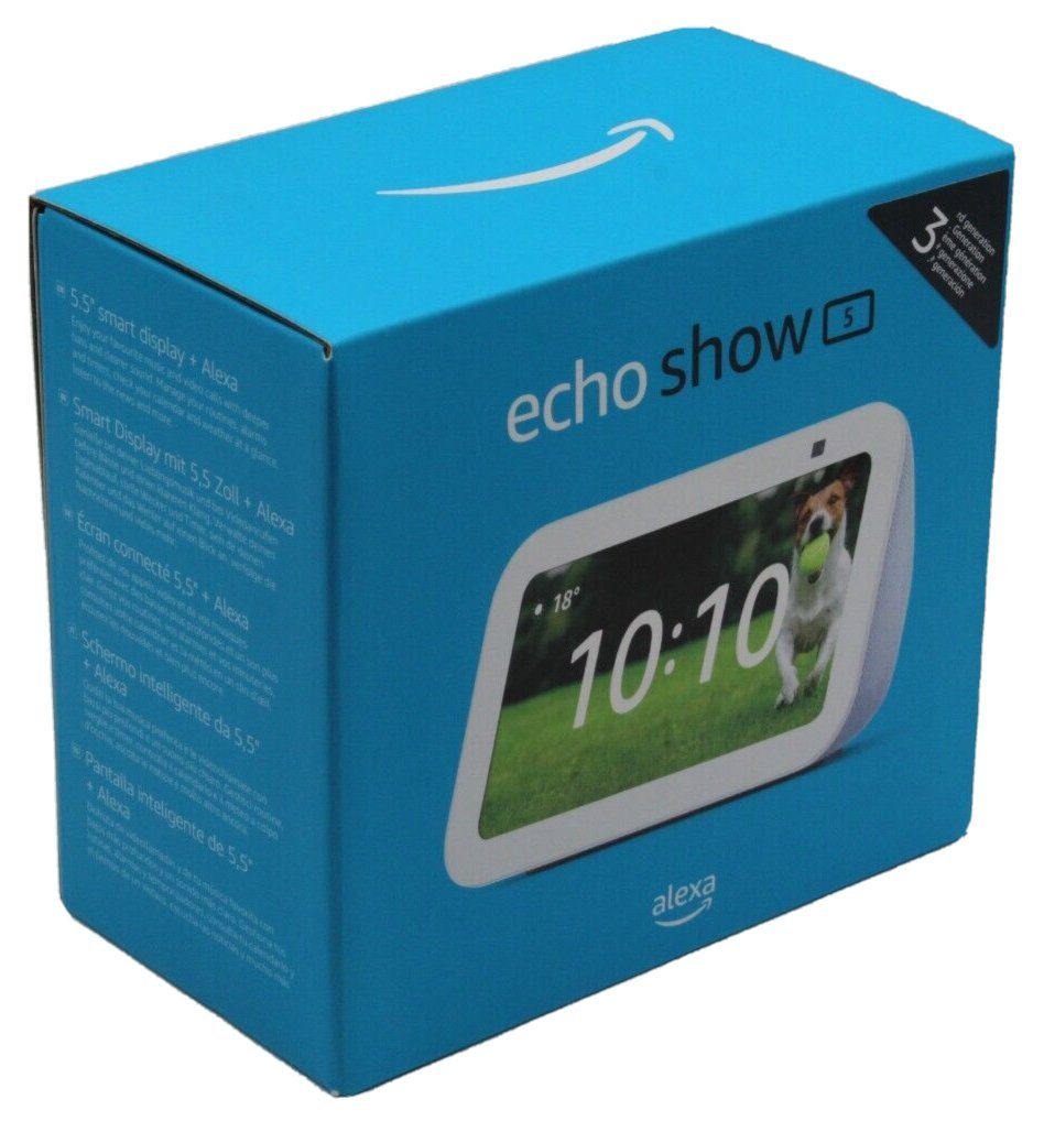 Amazon Echo Show 5 3. Generation 2023 Smart Speaker (WLAN (WiFi), Bluetooth, Bluetooth, mit Sprachsteuerung, Mikrofon- /Kamera-aus-Taste)