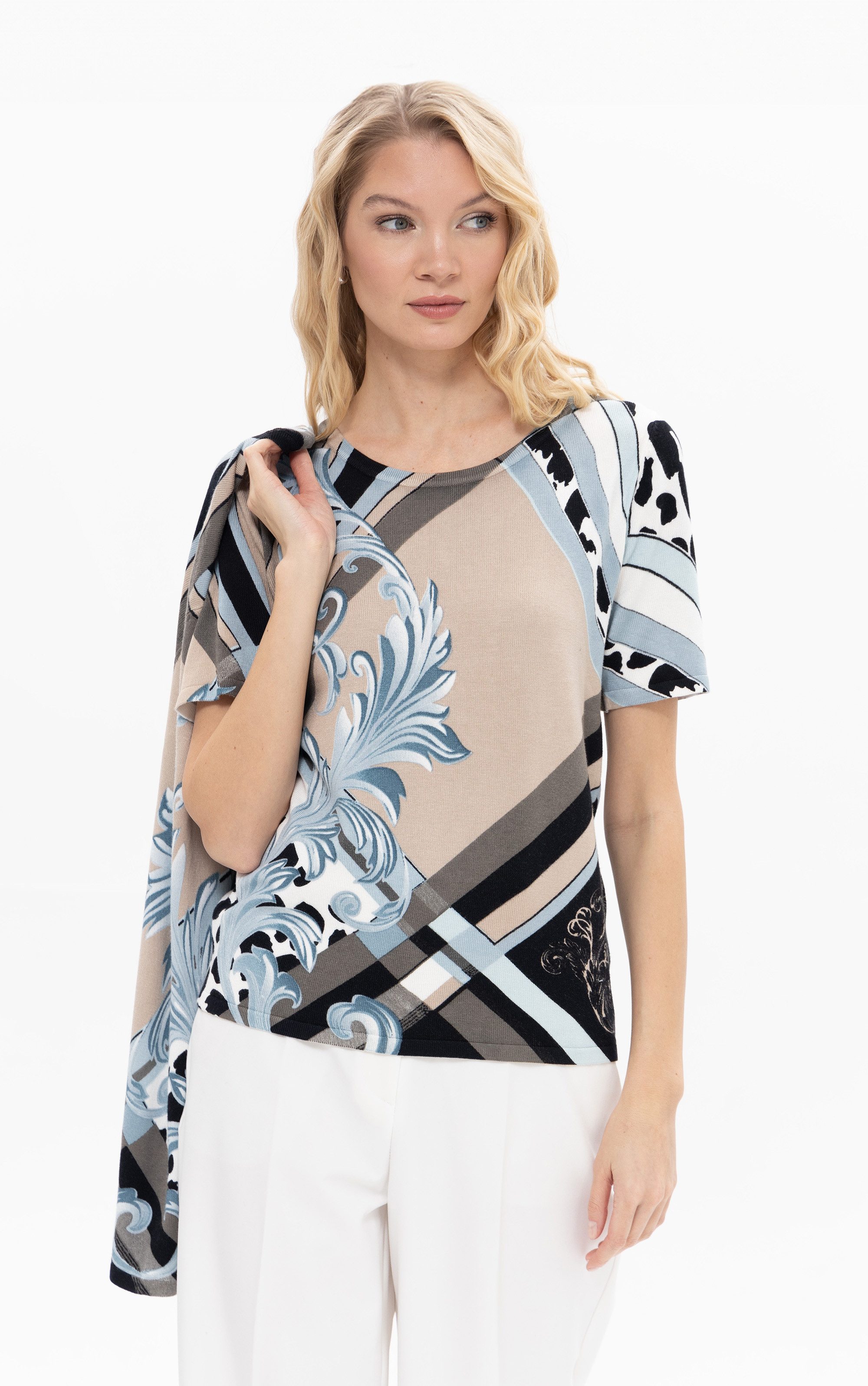 Passioni 2-in-1-Strickjacke im Karomuster-Mix (2-tlg)