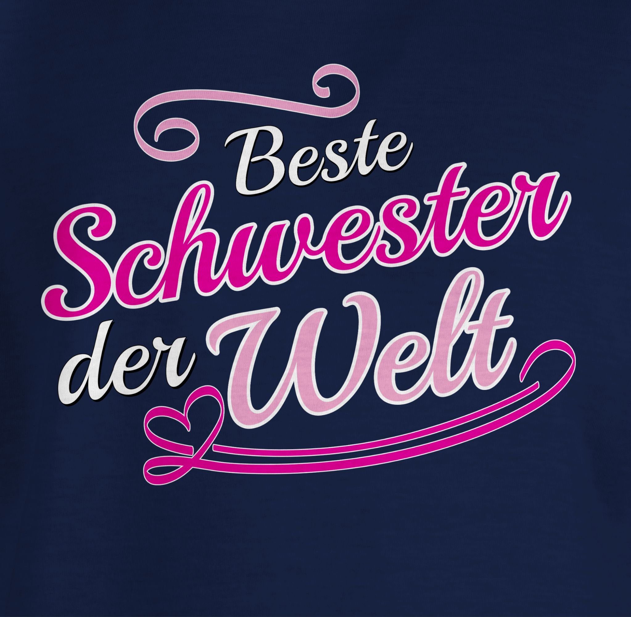 3 Vintage Welt Shirtracer Dunkelblau - T-Shirt Motiv Beste Schwester der Schwester