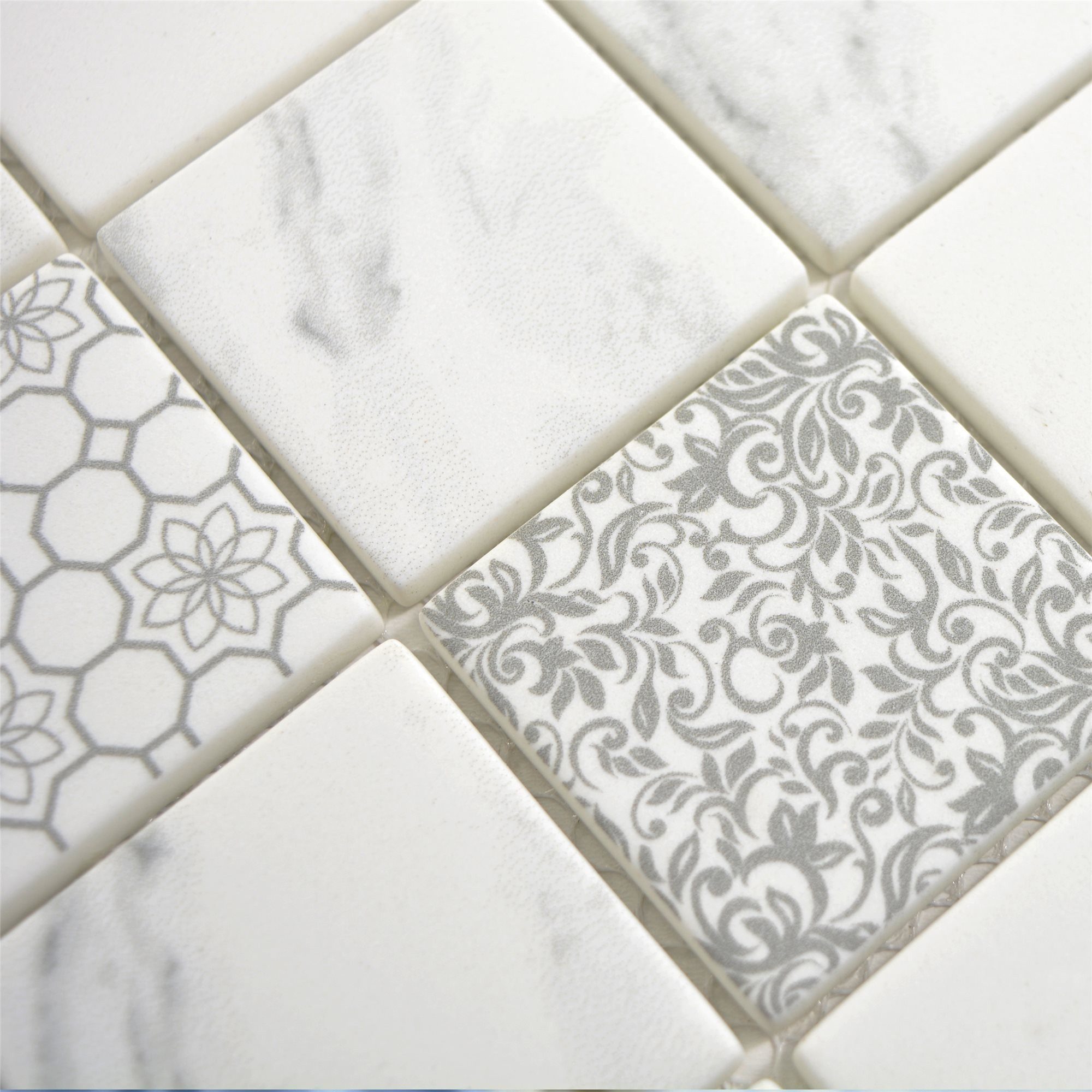 Mosafil Mosaikfliesen Glasmosaik Fliesen Acapella Quadrat, Glas 30.000x30.000, weiß-carrara, Eco Glas - Verlegefertig auf ein Netz geklebt - Frostsicher -