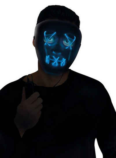 Fun World Verkleidungsmaske Dead Eyes Leuchtmaske blau, Halloweenmaske mit coolem Leuchteffekt!