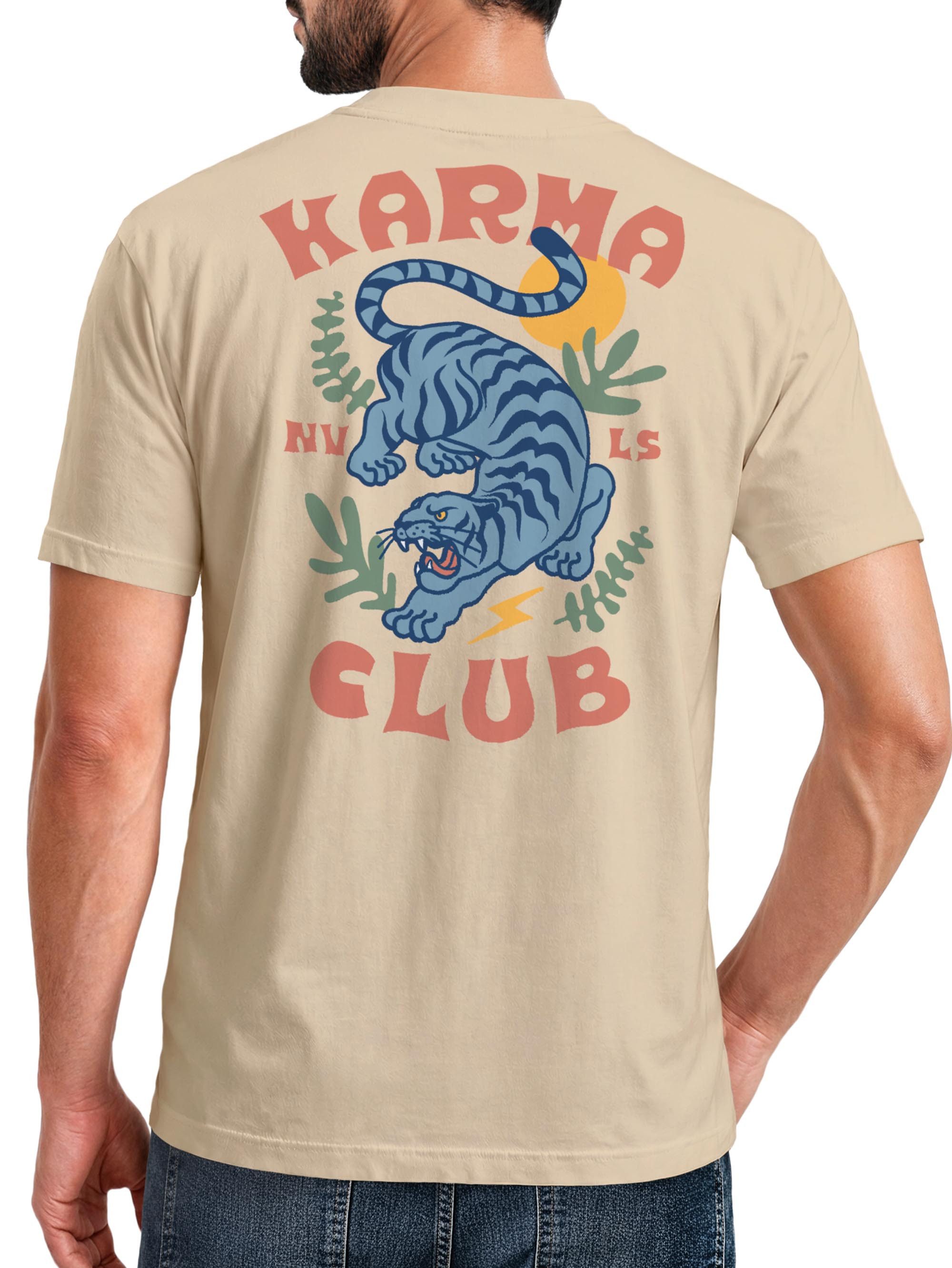 Print-Shirt Herren T-Shirt Backprint Tiger Motiv Rückenprint und Brustlogo Sommer