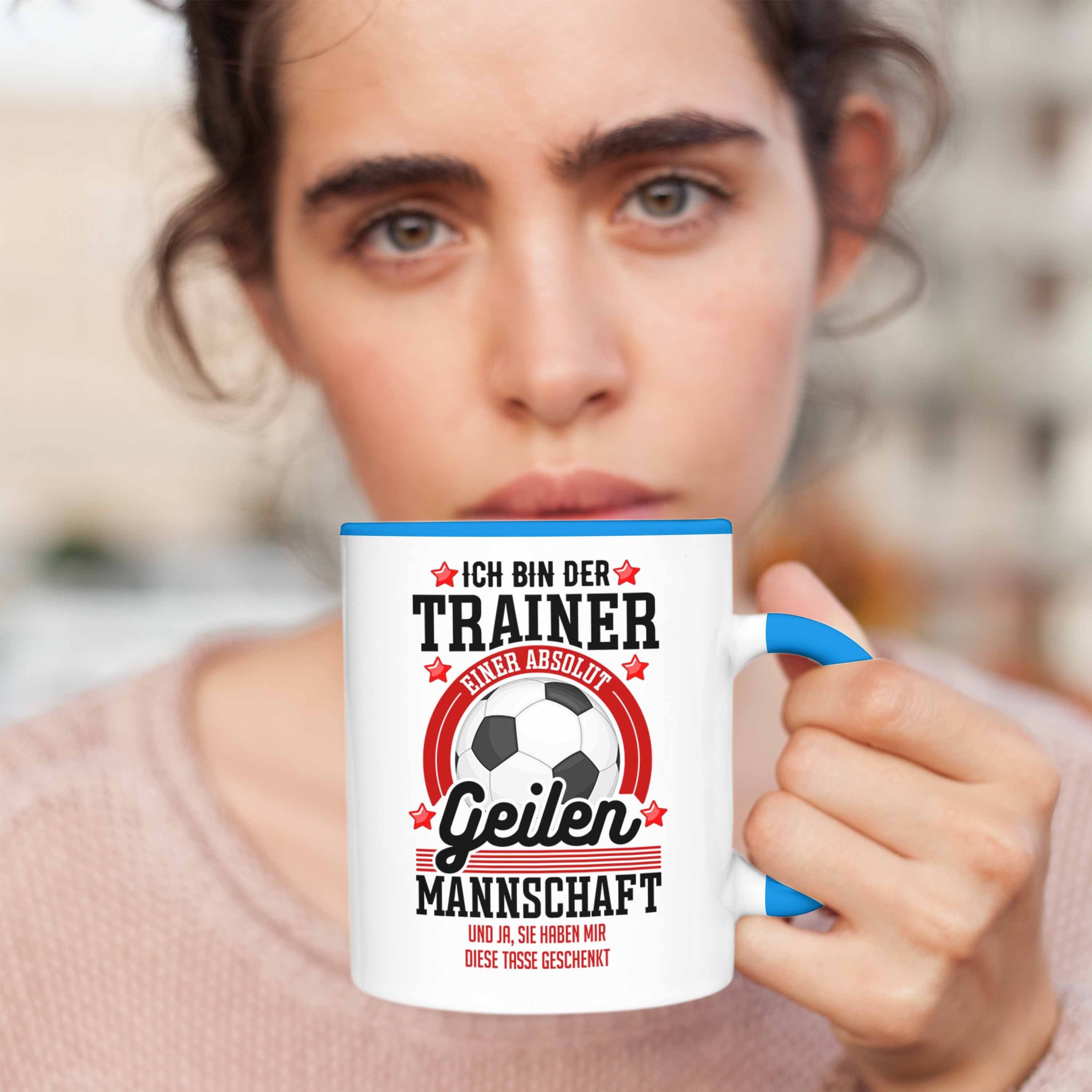 Fußball Coach Fussballtrainer Geschenk - Tasse Geburtstag Bester Trendation Trendation Weihnachten Geschenkidee Danke Tasse Blau