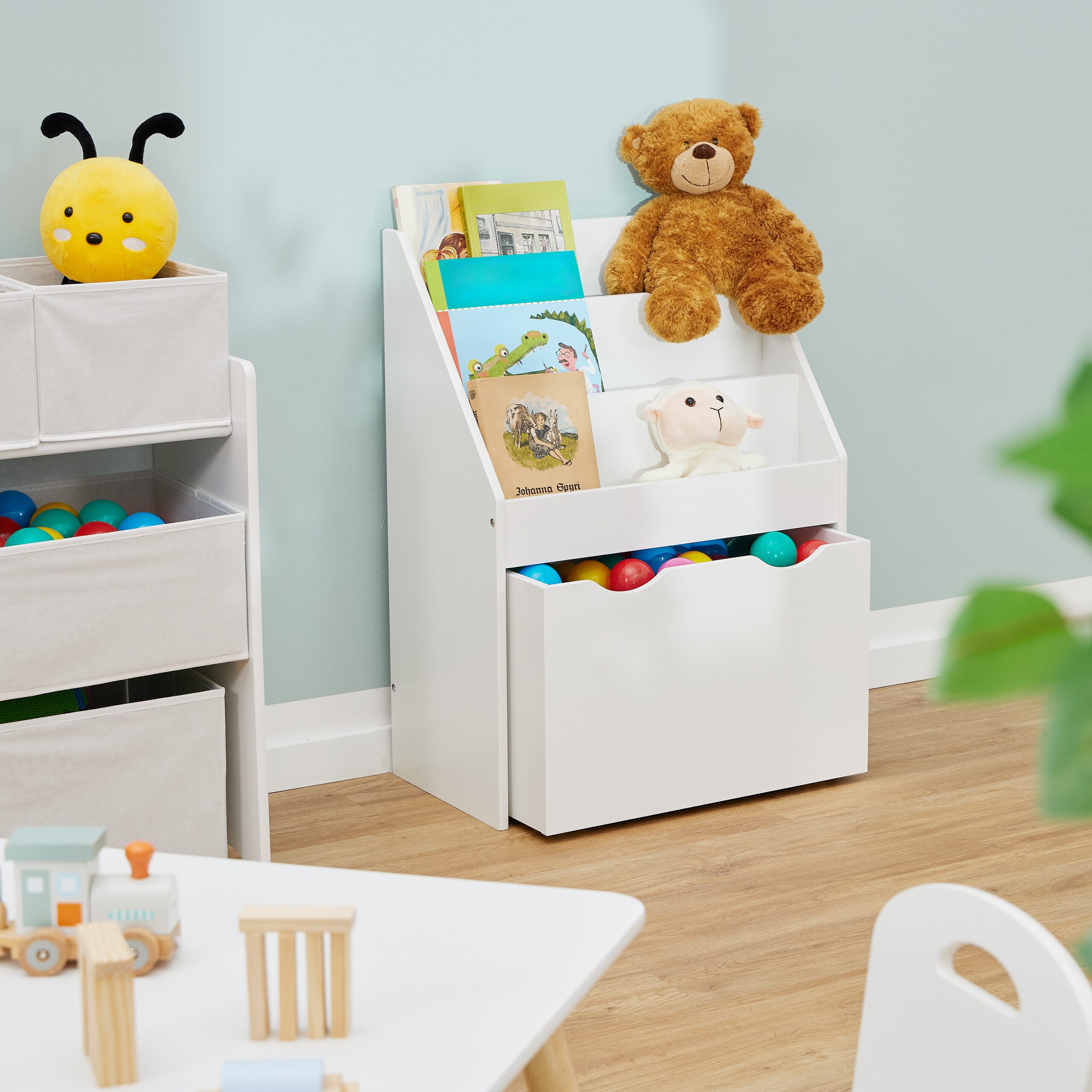 relaxdays Bücherregal Kinder mit Spielzeugkiste günstig online kaufen