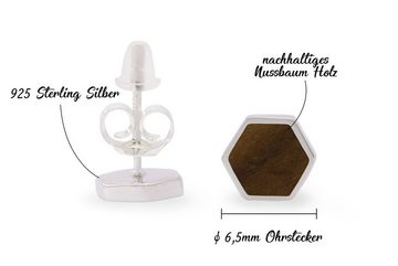 NaturSchatulle Paar Ohrstecker Hexagon Light (Holzschmuck Holzohrringe, Holz Ohrringe), ⌀9mm, Handmade in Germany, 925 Silber, Nachhaltig & Natürlich