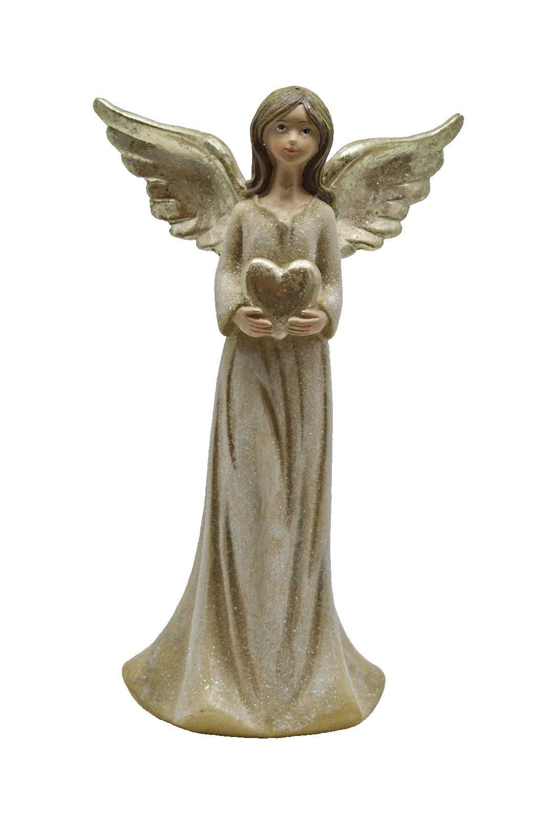 Kaufhaus le petit Engelfigur Deko Engel mit Herz Schutzengel Skulptur Figur Elfe Weihnachtsengel, Dekofigur Dekoskulptur Dekoobjekt aus Polyresin (Kunststein)