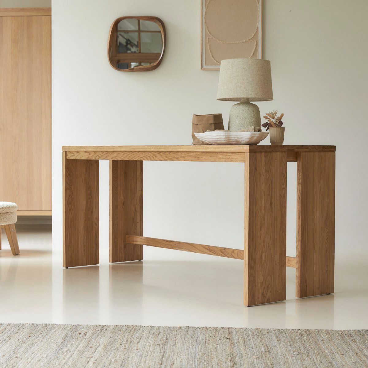 Tikamoon Schreibtisch Schreibtisch Eden aus massivem Eichenholz 160 cm