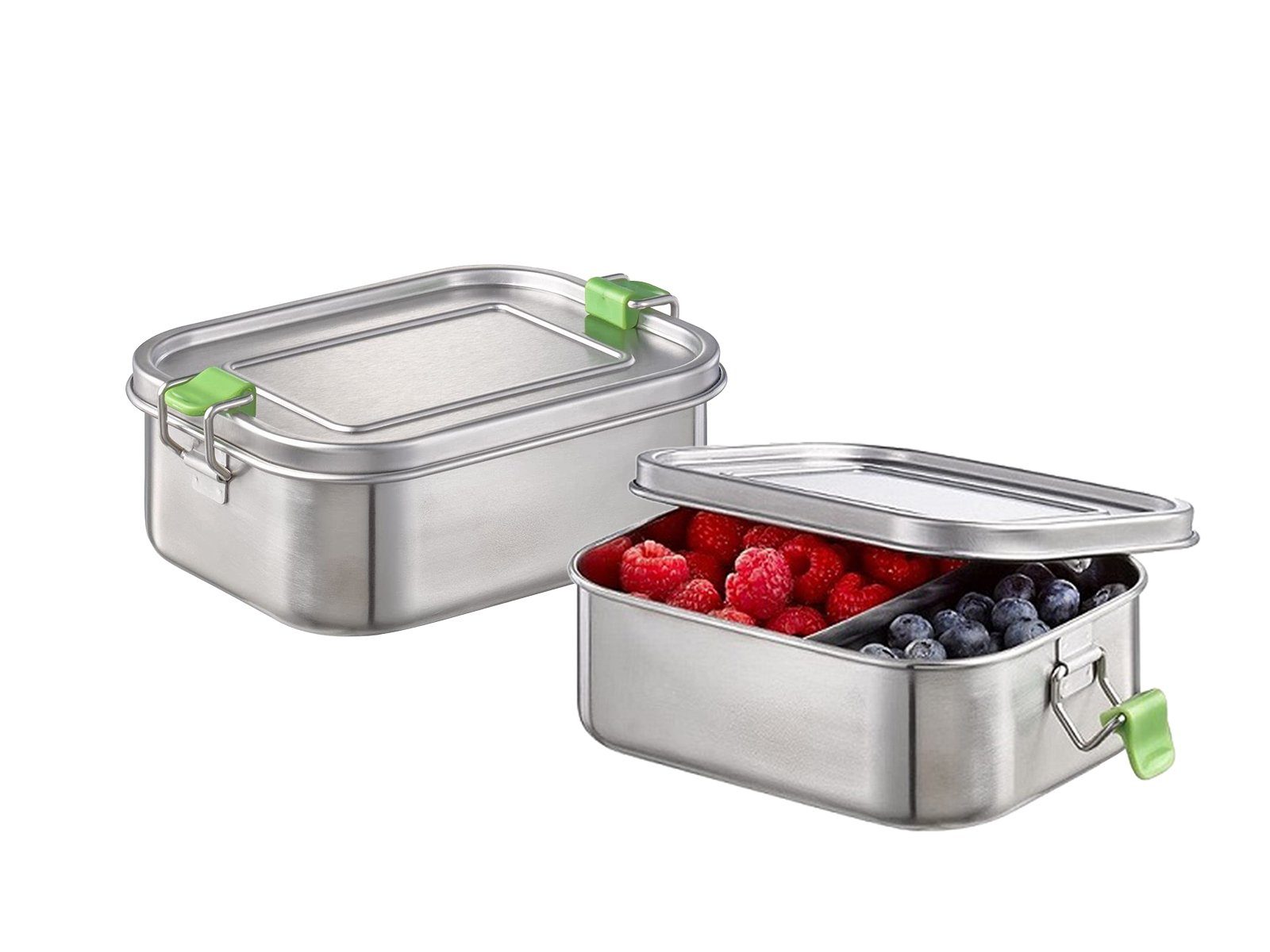 APS Lunchbox, Edelstahl, 2-er Set Brotdosen aus Edelstahl, Butterbrotdose - Vesperdose 0,8 Ltr.