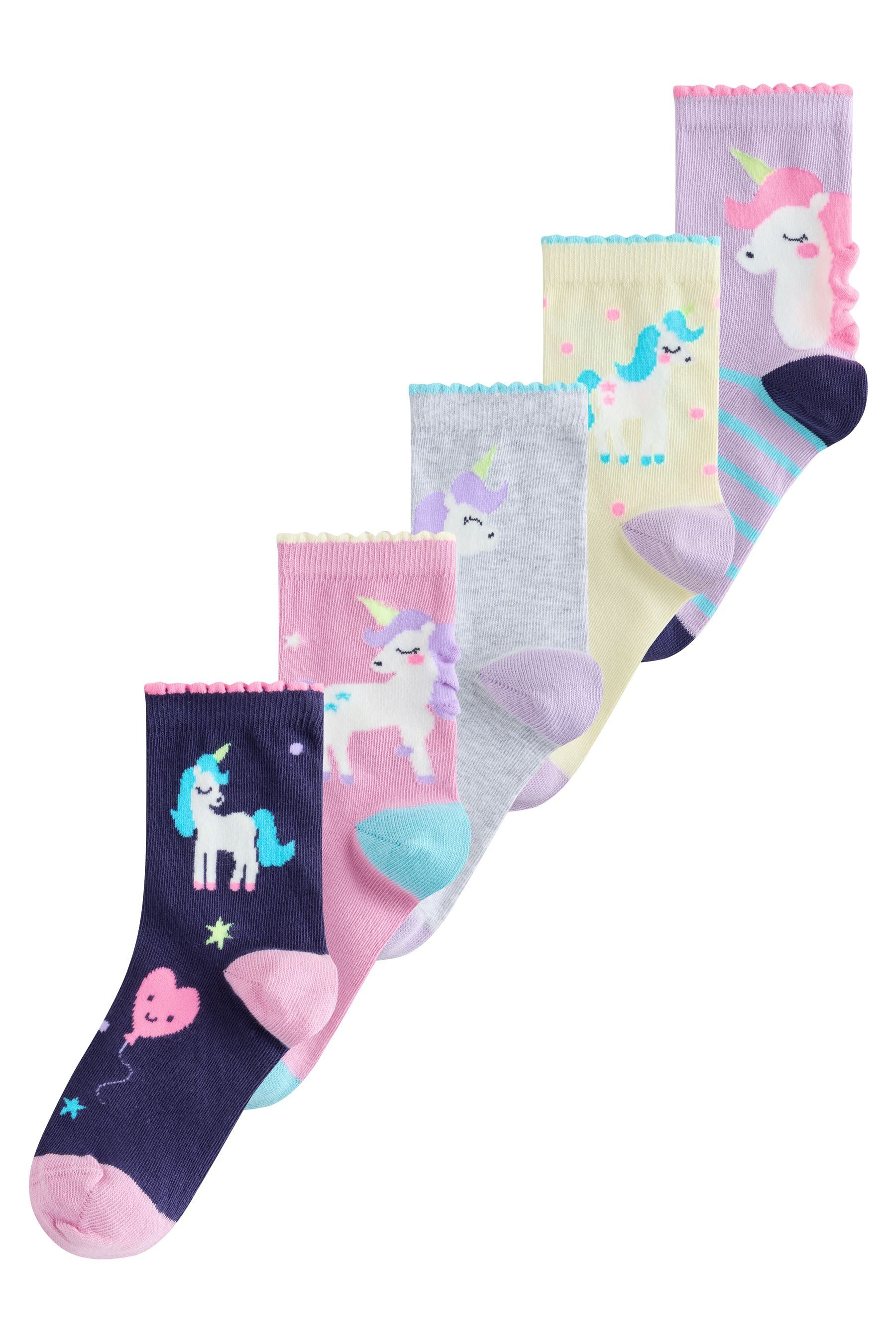 Next Kurzsocken 5er-Pack Söckchen mit Baumwolle und Einhornmotiv (5-Paar)