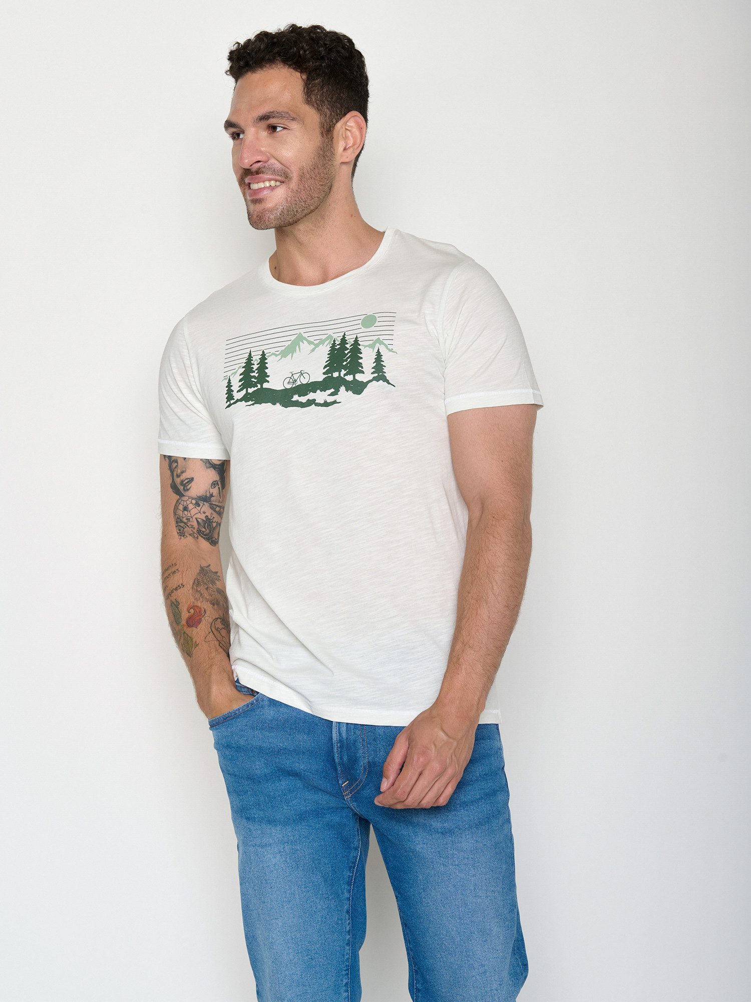 GreenBomb T-Shirt Spice Bike Mountain Pines Motiv Fahrrad (1-tlg., 1) Rundhalsausschnitt, Bio-Baumwolle, GOTS Zertifiziert