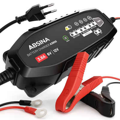 ABSINA »Vollautomatisches Batterieladegerät KFZ - Ladegerät für 6V & 12V Blei Batterie bis 120Ah / 12,8V Lithium bis 50Ah - 3,6m Kabel - Erhaltungsladegerät für Auto, Motorrad & Wohnwagen« Bleiakku-Ladegerät (1-tlg)