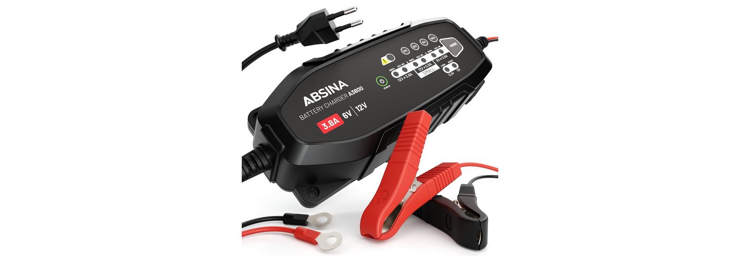 ABSINA »Vollautomatisches Batterieladegerät KFZ Ladegerät für 6V & 12V Blei Batterie bis 120Ah