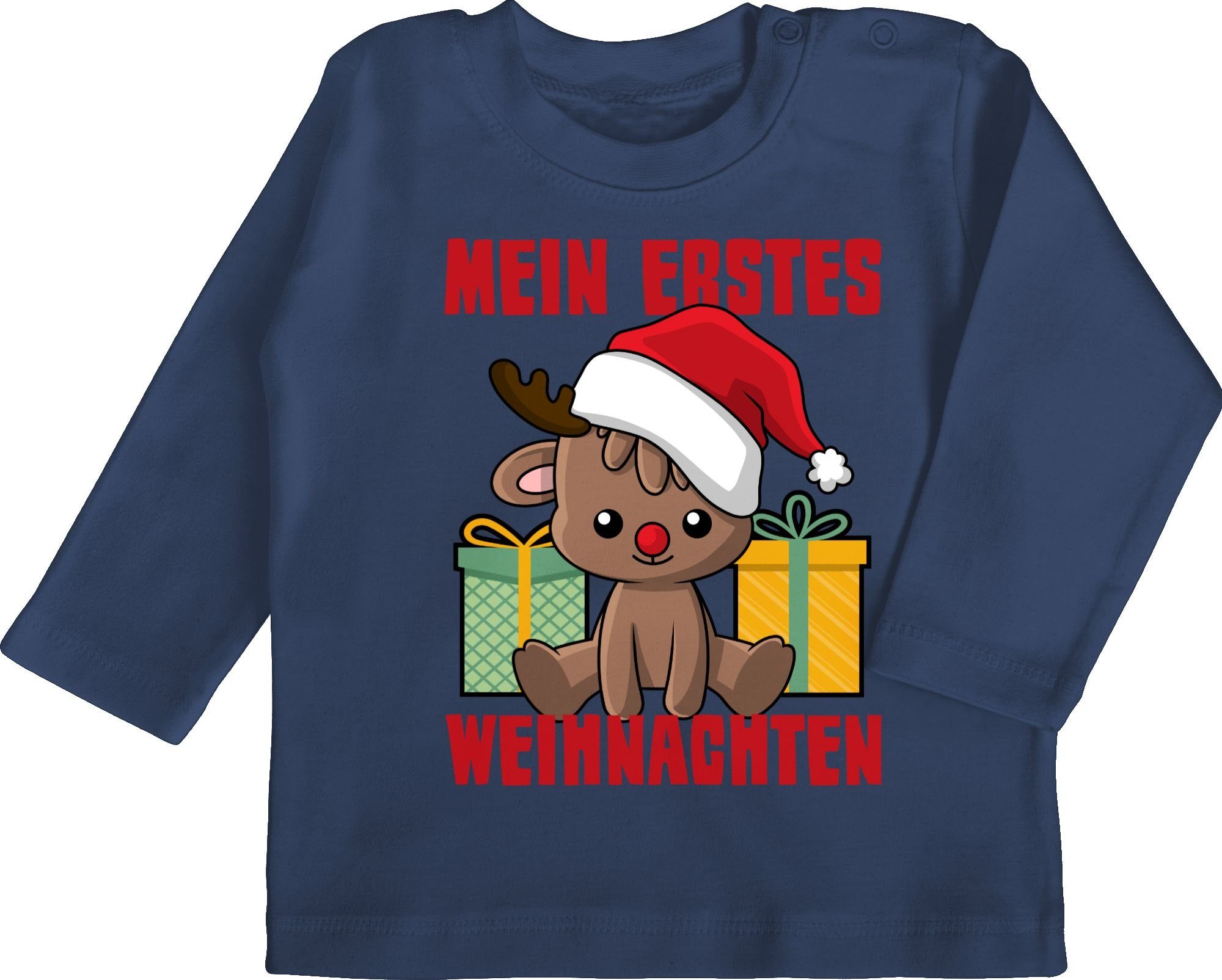 Shirtracer T-Shirt Mein erstes Weihnachten mit Rentier Weihnachten Kleidung  Baby, Das perfekte Baby Langarm-Shirt zur Baby-Erstausstattung