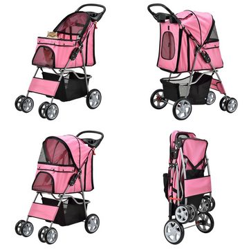 pro.tec Tiertransporttasche bis 15 kg, Hundewagen »Niceville« Pet Stroller Regenschutz Roadster Pink