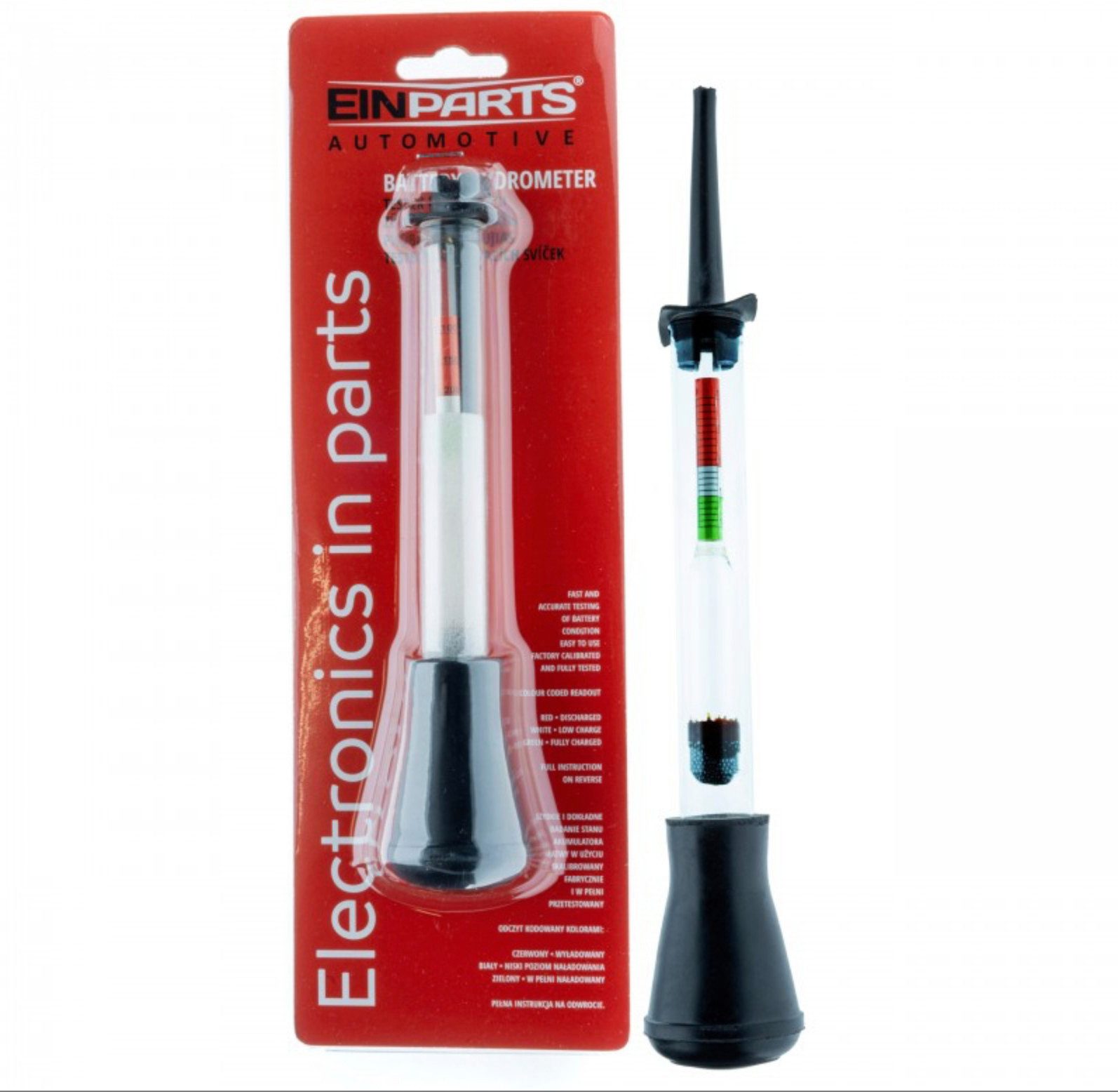 EINPARTS Automotive Kfz-Diagnosegerät Batterie Prüfer Tester Batteriesäureprüfer Elektrolytdichtemesser, Farbanzeige zur einfachen Bewertung: Rot, Weiß, Grün