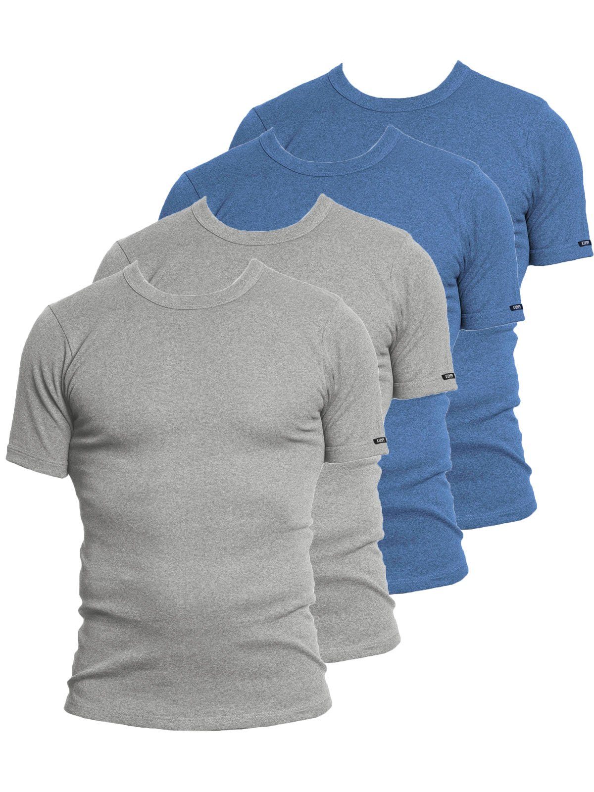 KUMPF Unterziehshirt 4er Sparpack Herren T-Shirt Bio Cotton (Spar-Set, 4-St) hohe Markenqualität poseidon stahlgrau-melange
