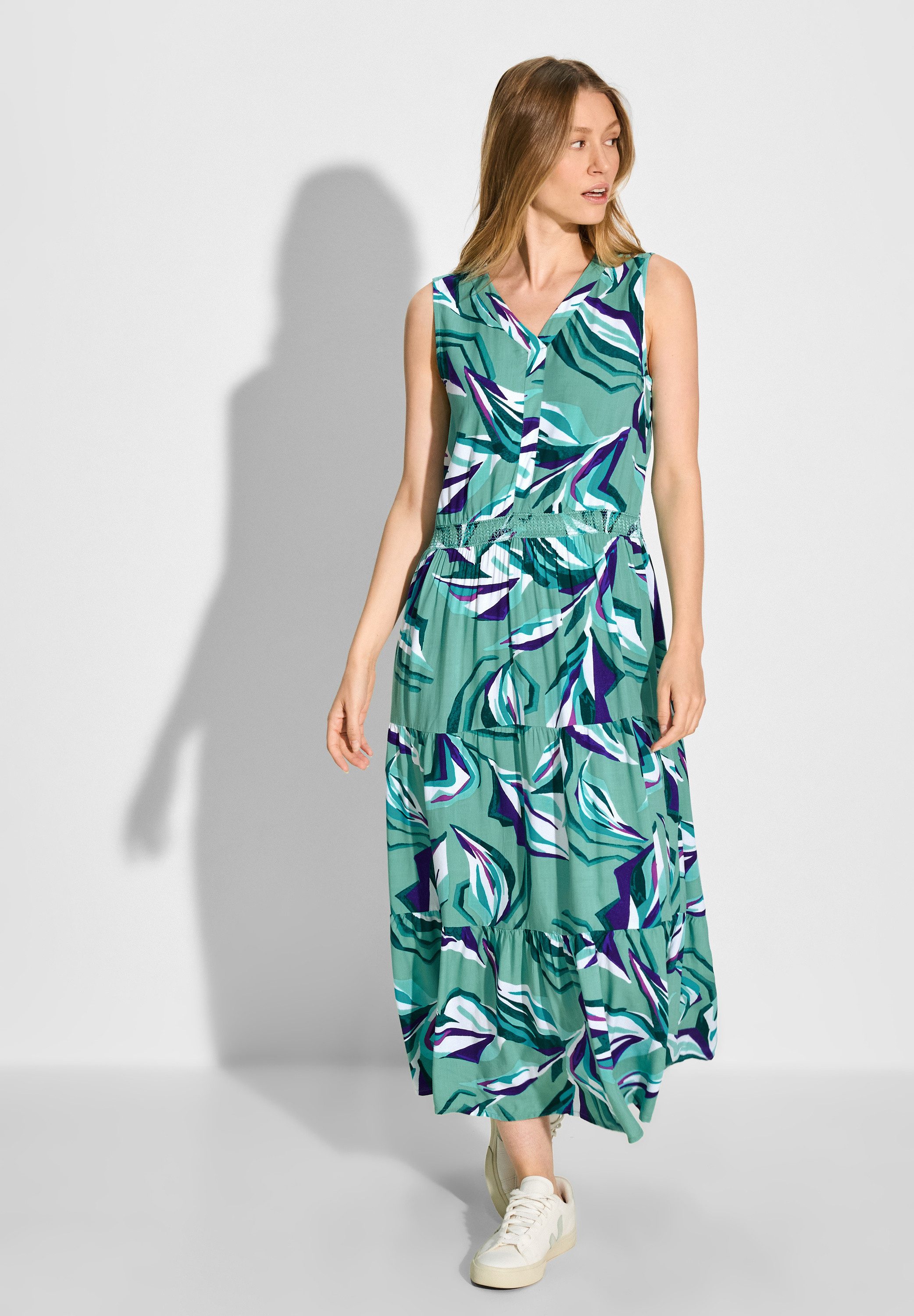 Cecil Damen Sommerkleid Midilänge – ärmellos Mit Geschlitztem Ausschnitt & Volants