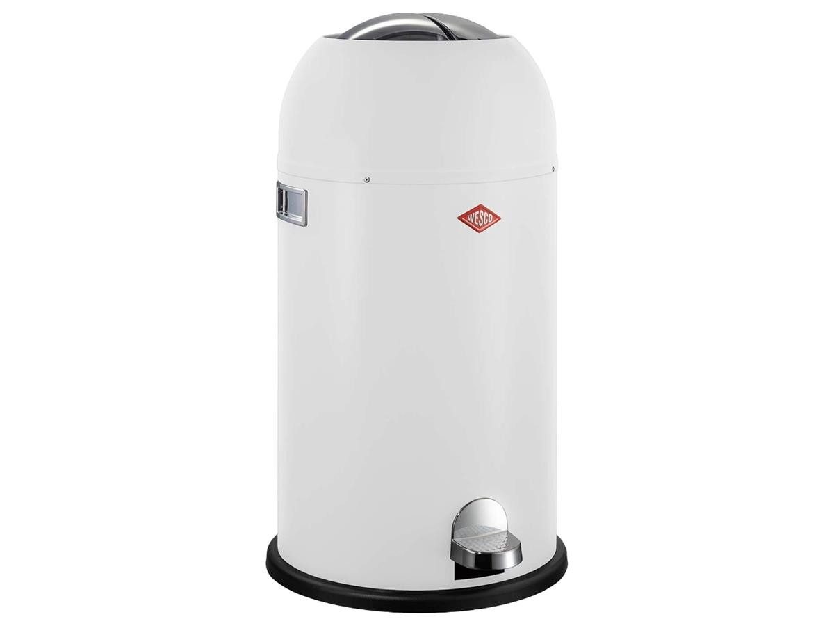 WESCO Mülleimer Kickmaster Classic Line, Mattweiß, 33 L, aus pulverbeschichtetem Stahl