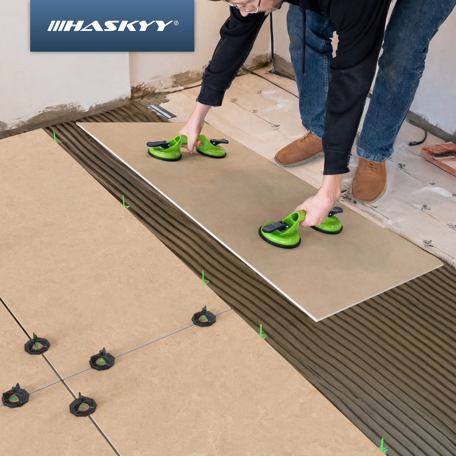 HASKYY Saugheber 2x Saugheber Aluminium Glasheber 130KG Fliesen Heber 2x 118m, -] – Bild 5 von 5