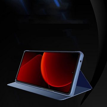 Wigento Handyhülle Für Xiaomi Redmi 13C View Spiegel Handy Smart Cover Wake UP Magenta
