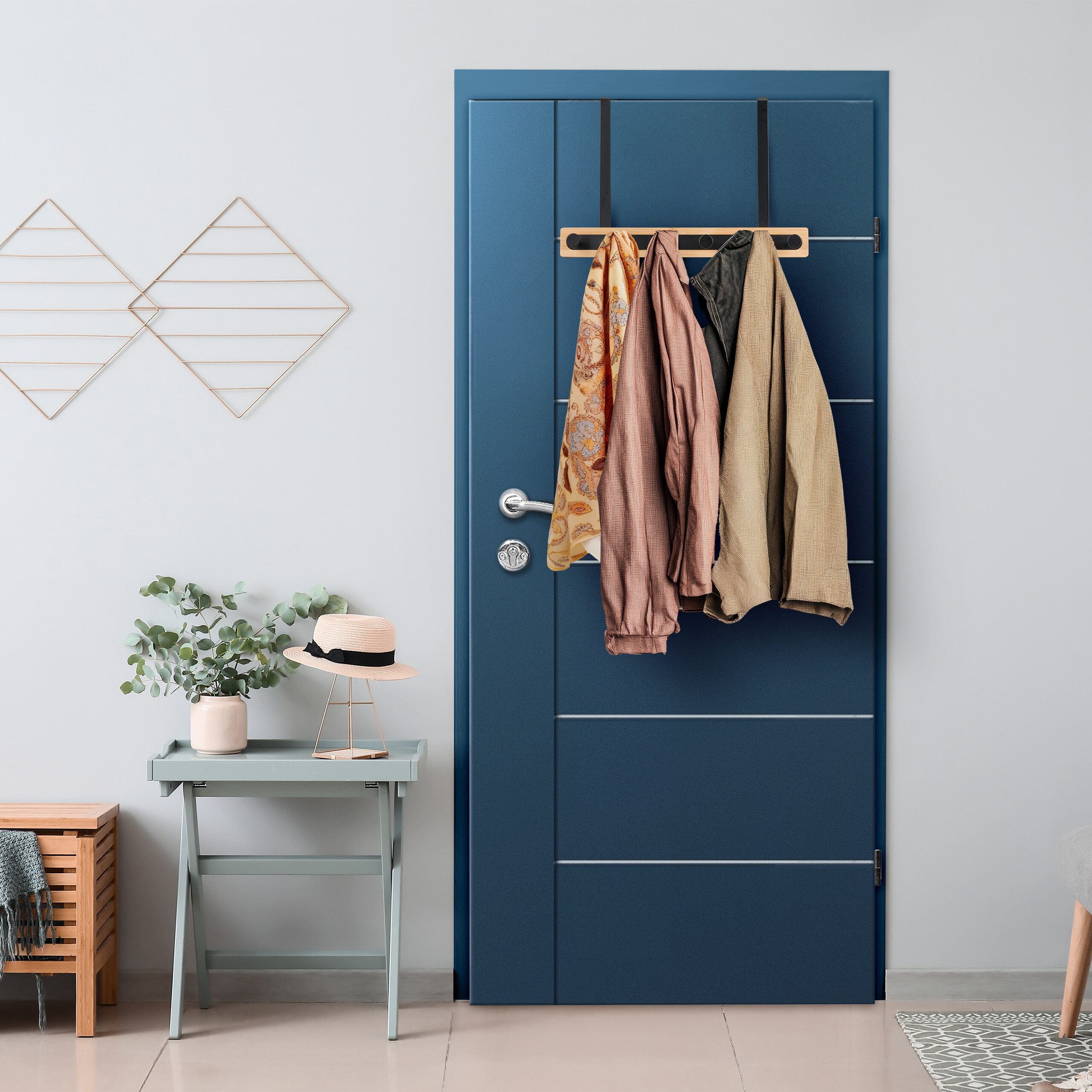 relaxdays Türgarderobe mit 6 Hake, Türen, schwarz günstig online kaufen