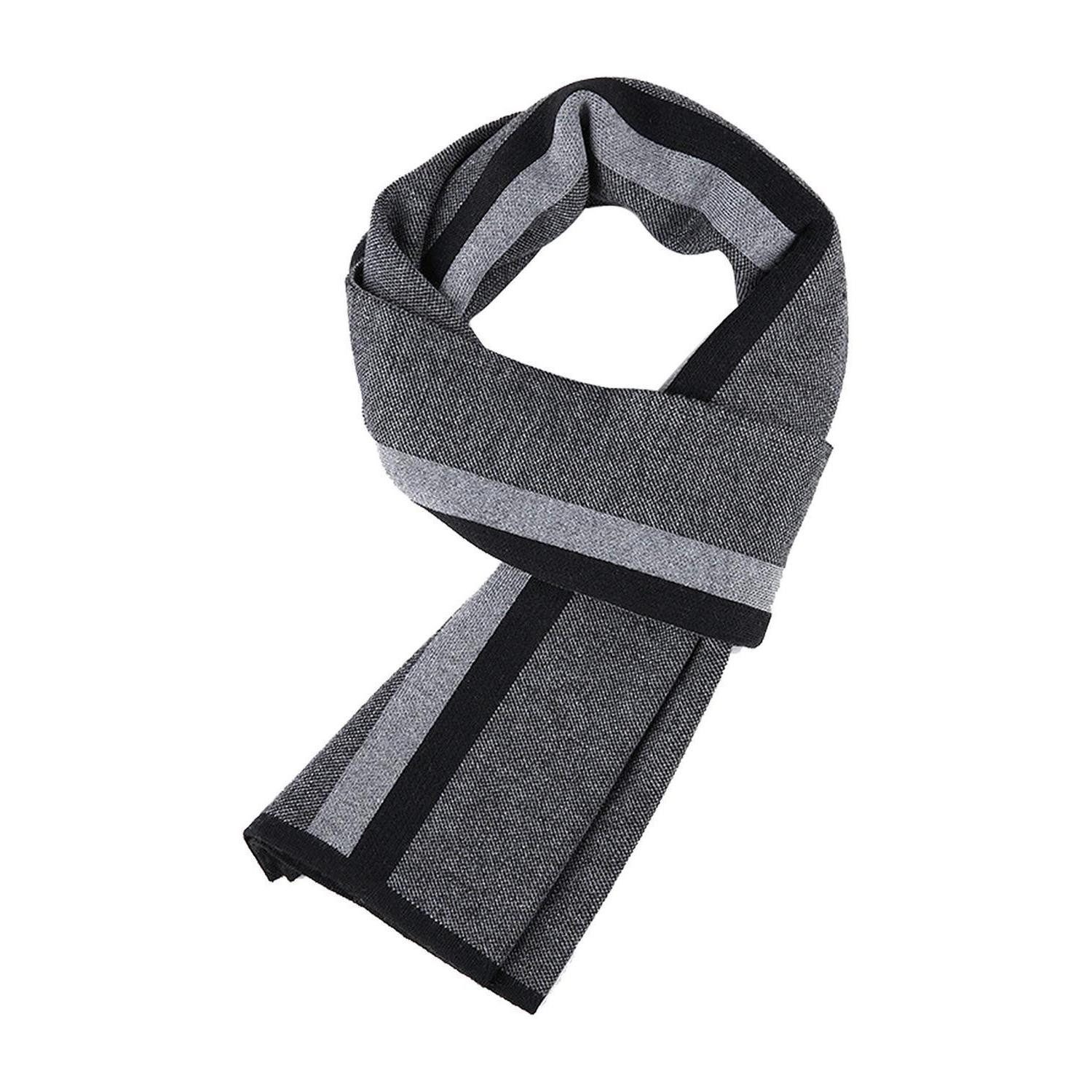 LuxusKollektion Strickschal Herren Strickschal Wolle Gestreift Schwarz Grau, (1-St)
