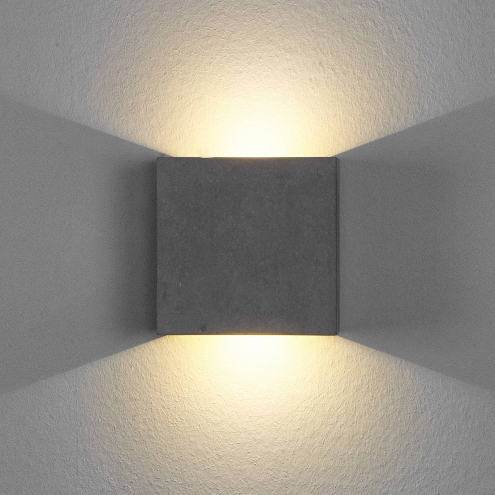 Lindby LED Wandleuchte Yva, LED-Leuchtmittel inkl. 2 Beton, warmweiß, verbaut, grau, flammig, Metall, fest Modern, Leuchtmittel