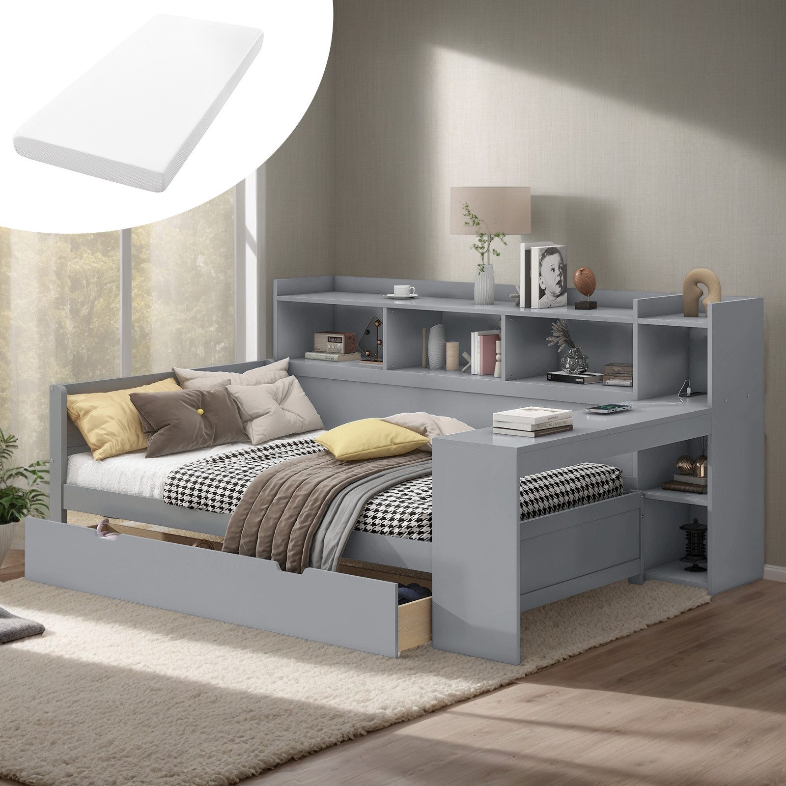 REDOM Schlafsofa Daybett,Funktionsbett,Stauraumbett, Tagesbett mit Schreibt günstig online kaufen