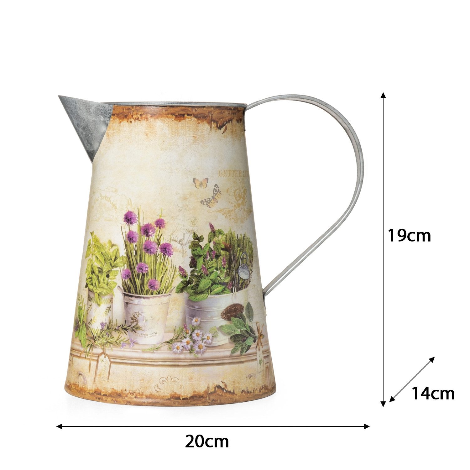 Moritz Gießkanne Lavendel de Provence (Dekoration), Dekoration Deko Blumentopf Umtopf Trockenblume Topf Übertopf Kanne
